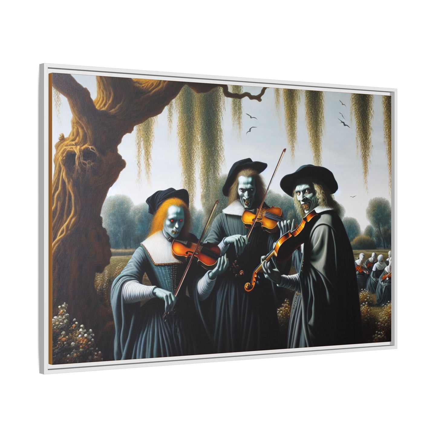 Vermeer's Vampire Violinists Canvas, Framed (Multi-color)