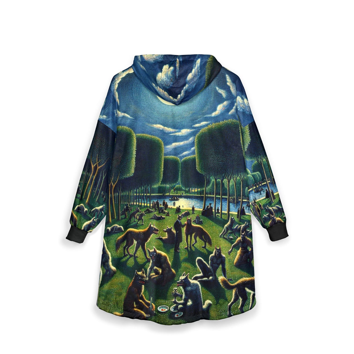Werewolves at the Waterfront Hooded Pullover Blanket