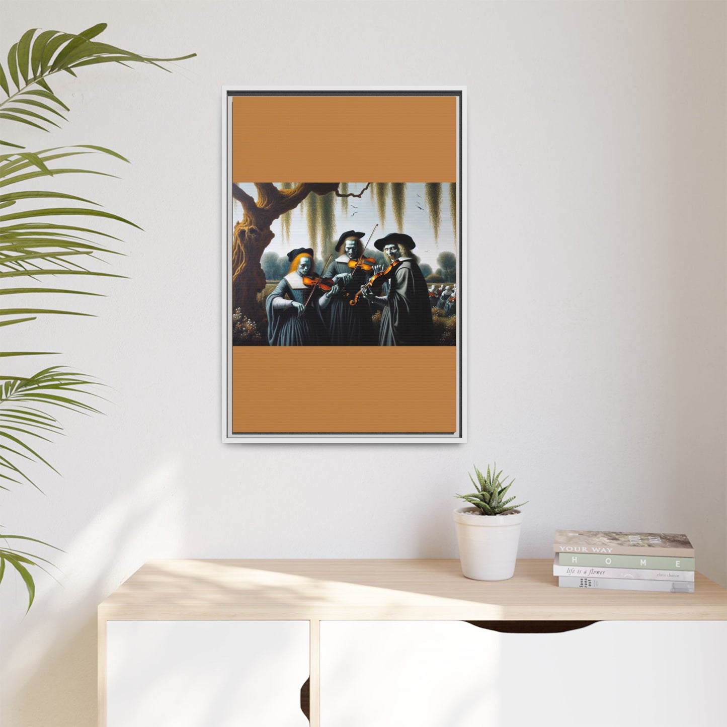 Vermeer's Vampire Violinists Canvas, Framed (Multi-color)