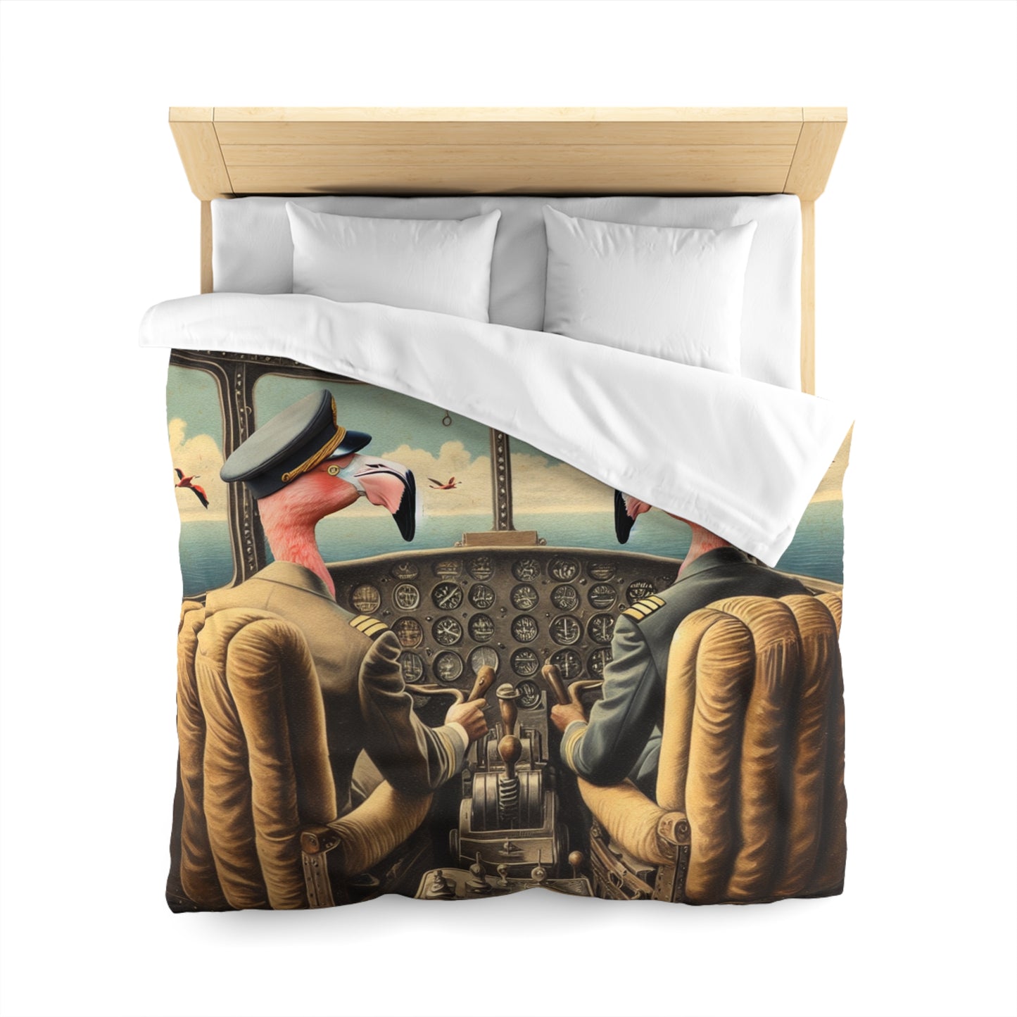 Flamingo Flight Deck Microfiber Duvet Cover