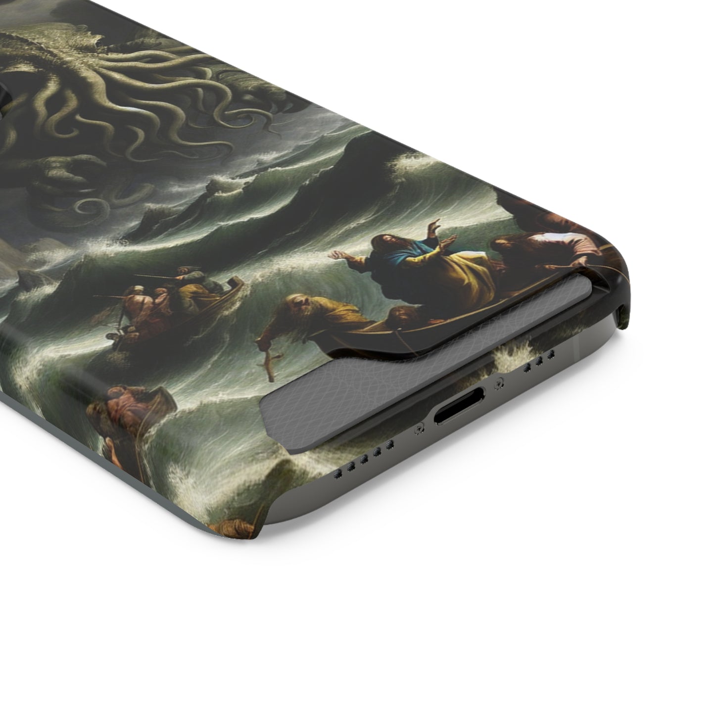 Cthulhu in the Storm Phone Case with Card Holder - IPHONE