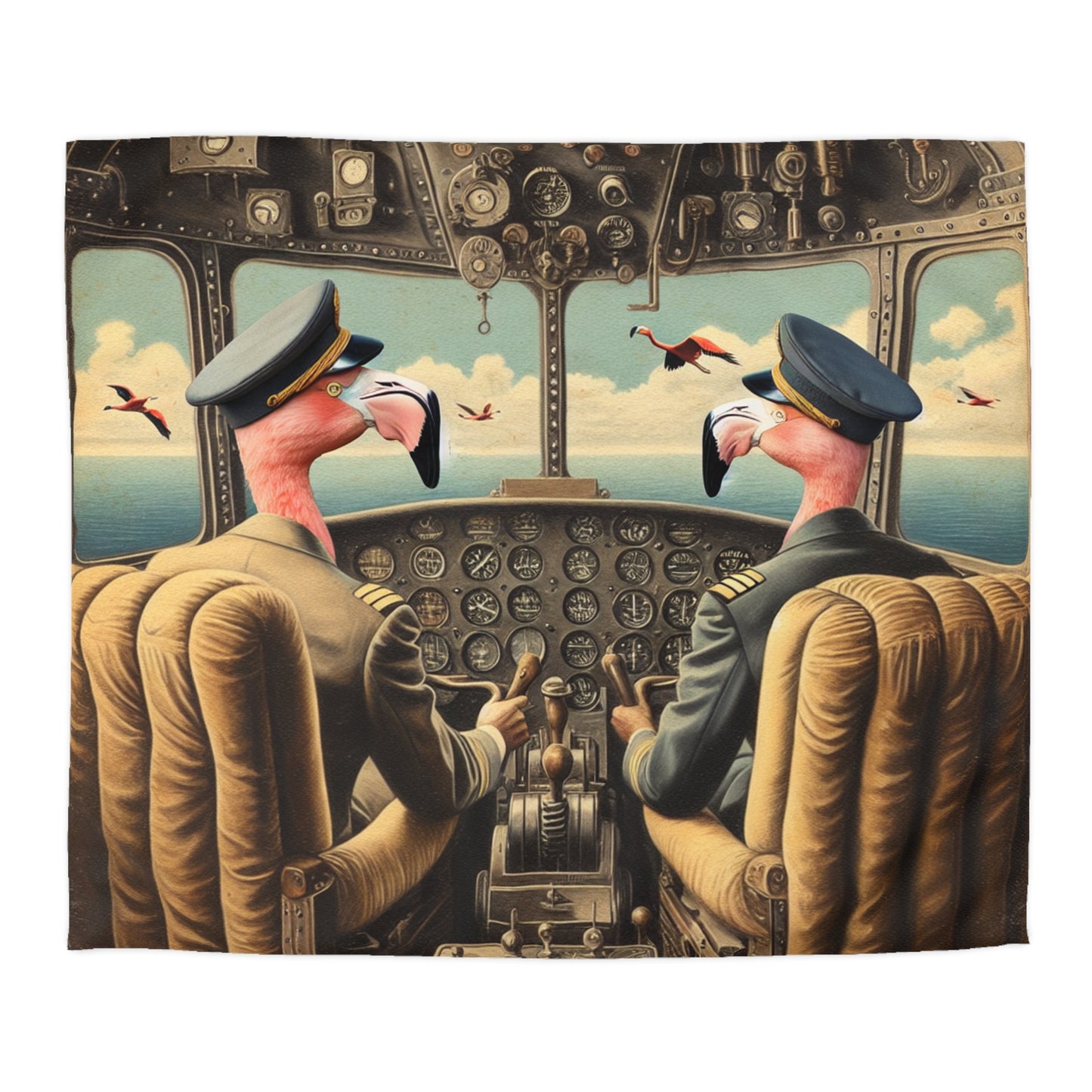Flamingo Flight Deck Microfiber Duvet Cover