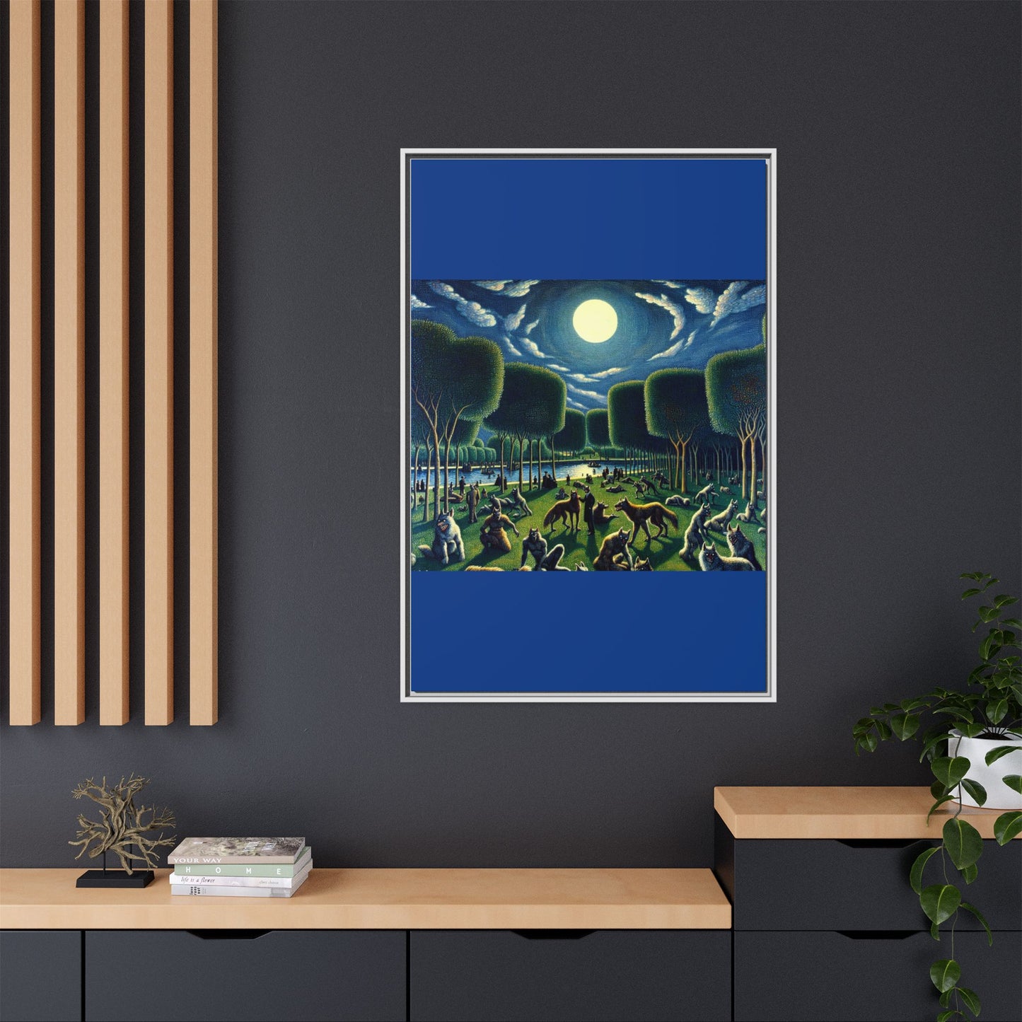 Werewolves at the Waterfront Canvas, Framed (Multi-color)