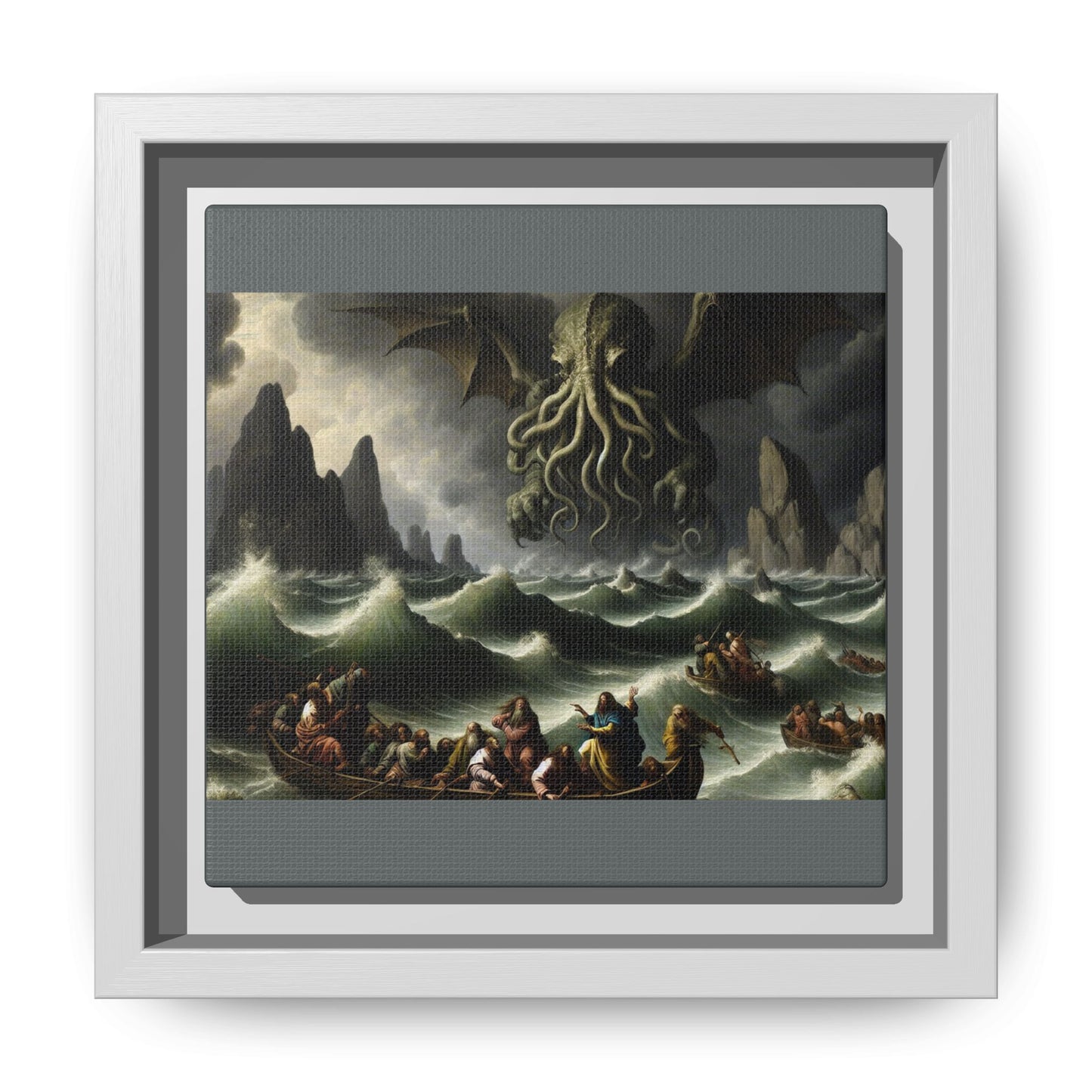 Cthulhu in the Storm Canvas, Framed (Multi-color)