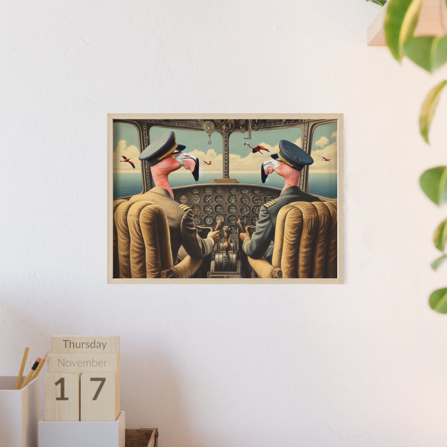 Framed Flamingo Flight Deck Poster