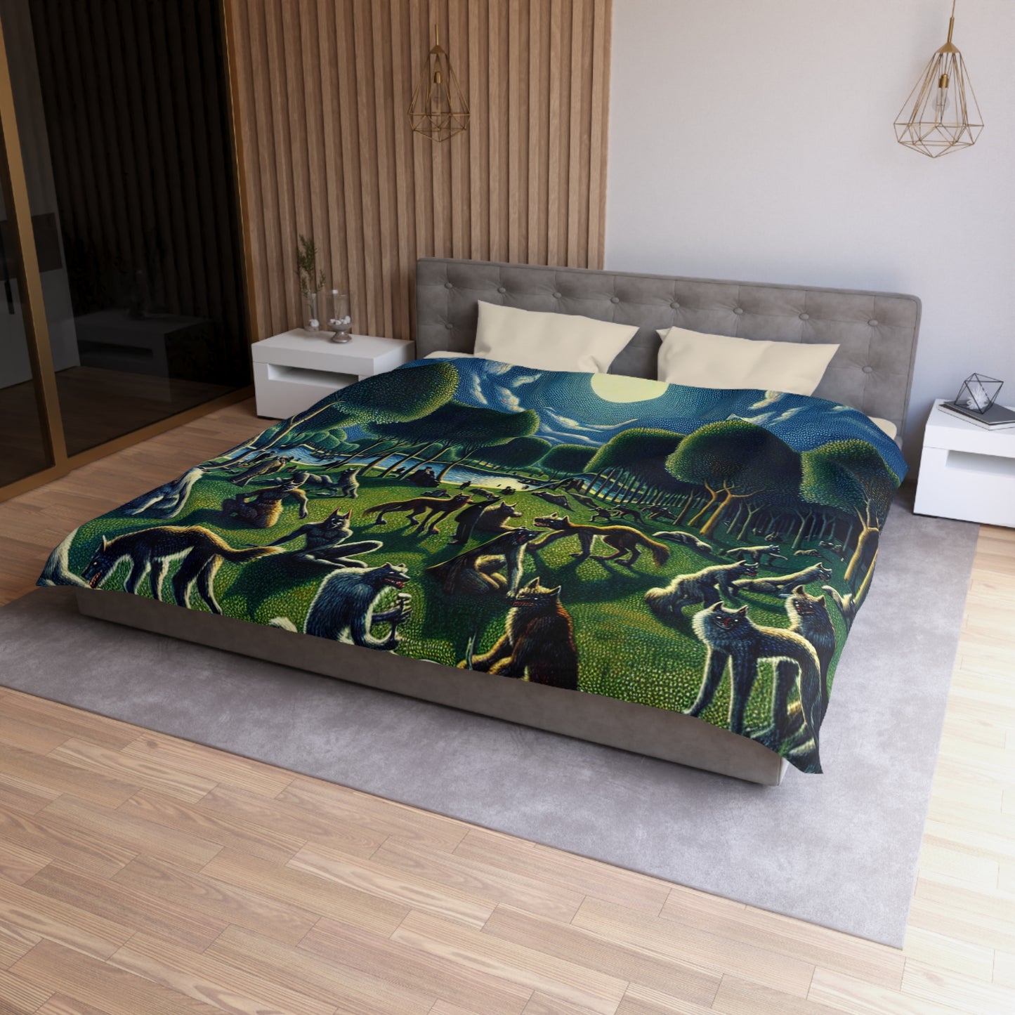 Werewolves at the Waterfront Microfiber Duvet Cover