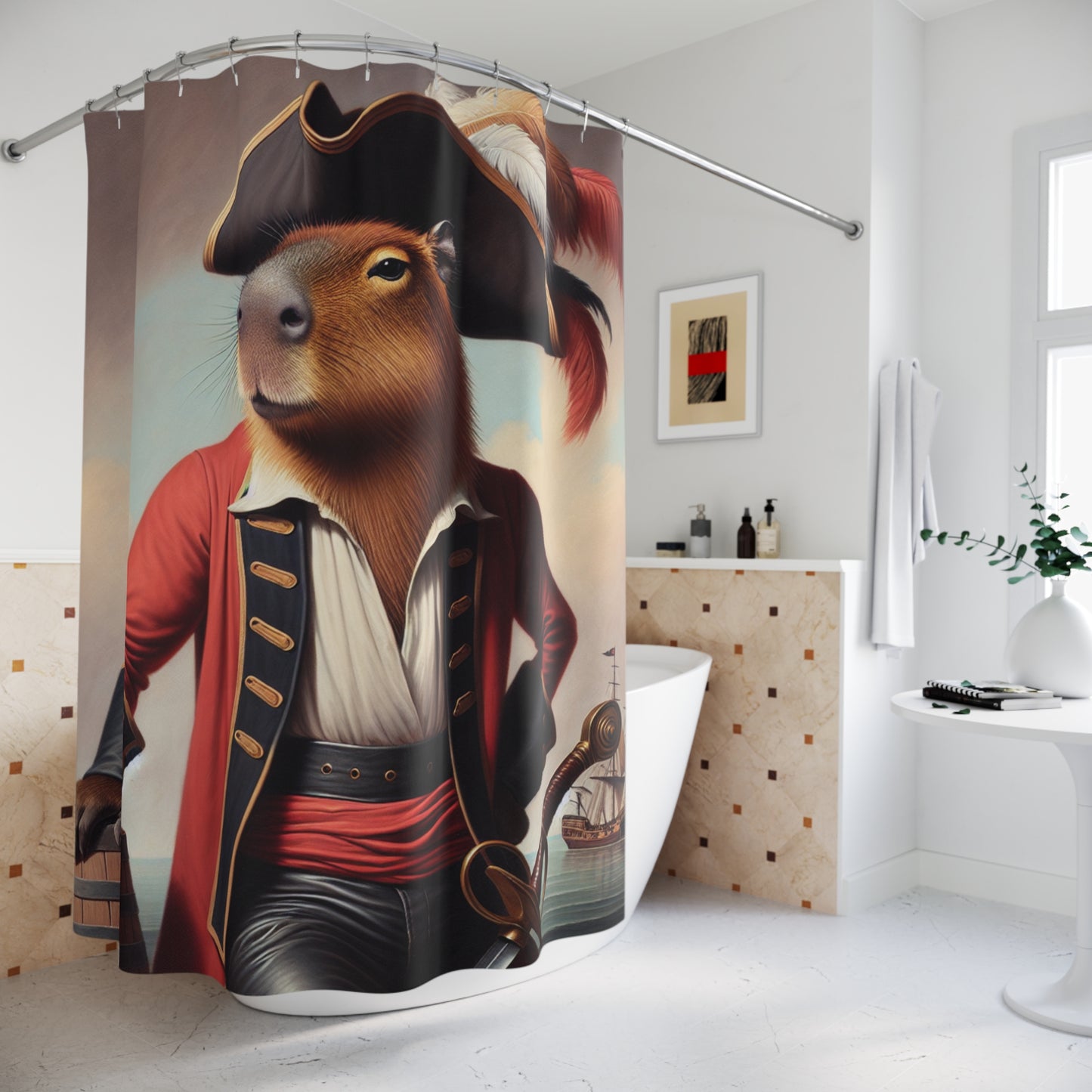 Captain Capybara Shower Curtain