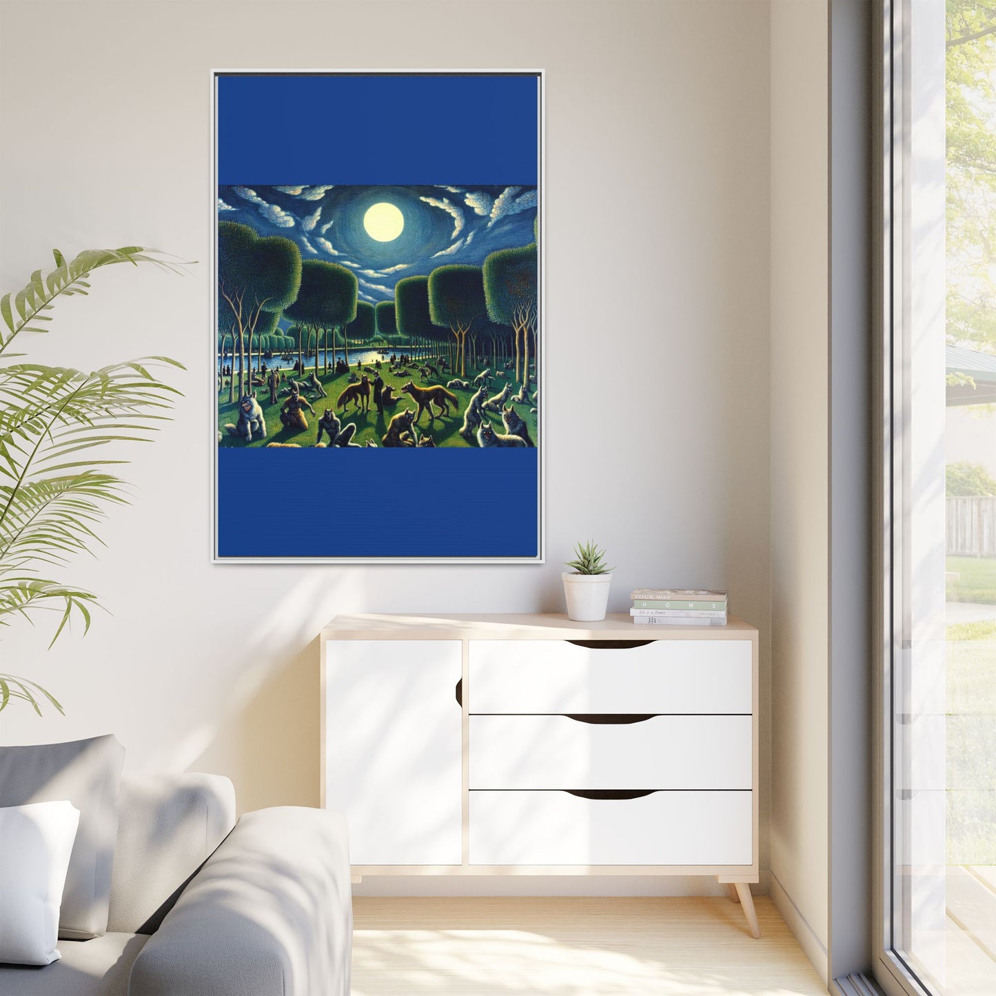 Werewolves at the Waterfront Canvas, Framed (Multi-color)