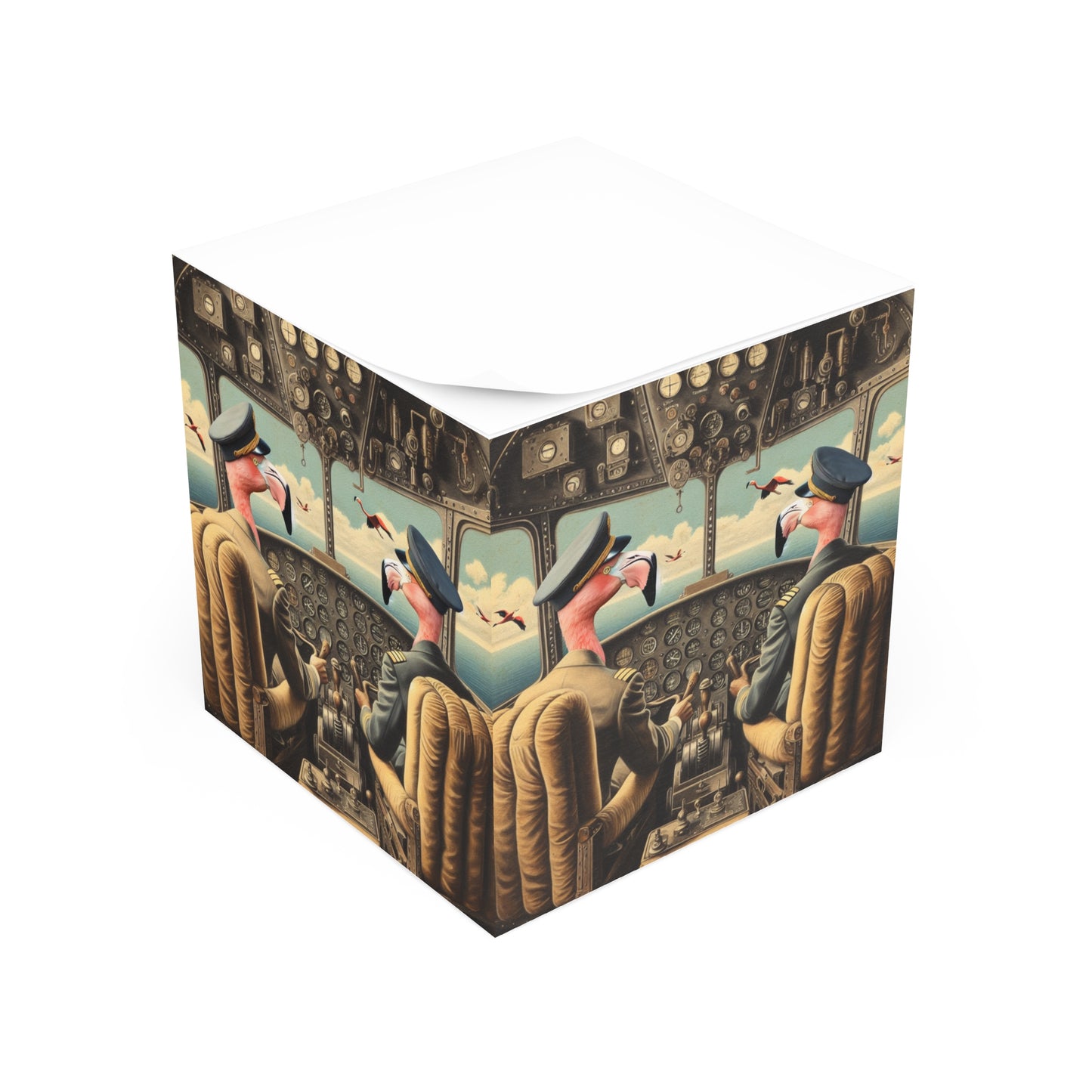 Flamingo Flight Deck Post It Note Cube