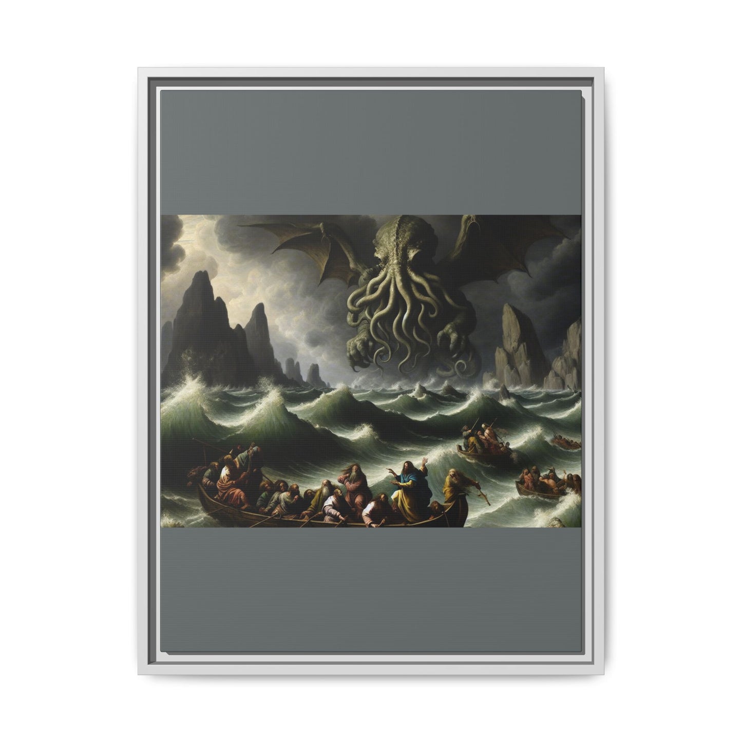 Cthulhu in the Storm Canvas, Framed (Multi-color)