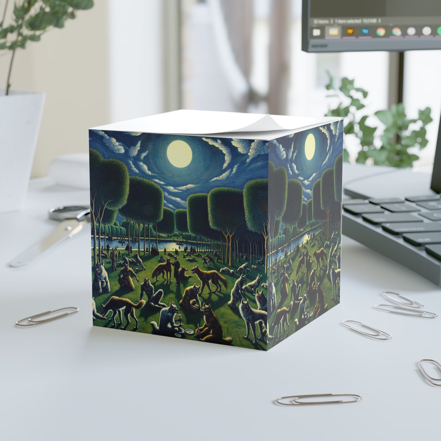 Werewolves at the Waterfront Post It Note Cube