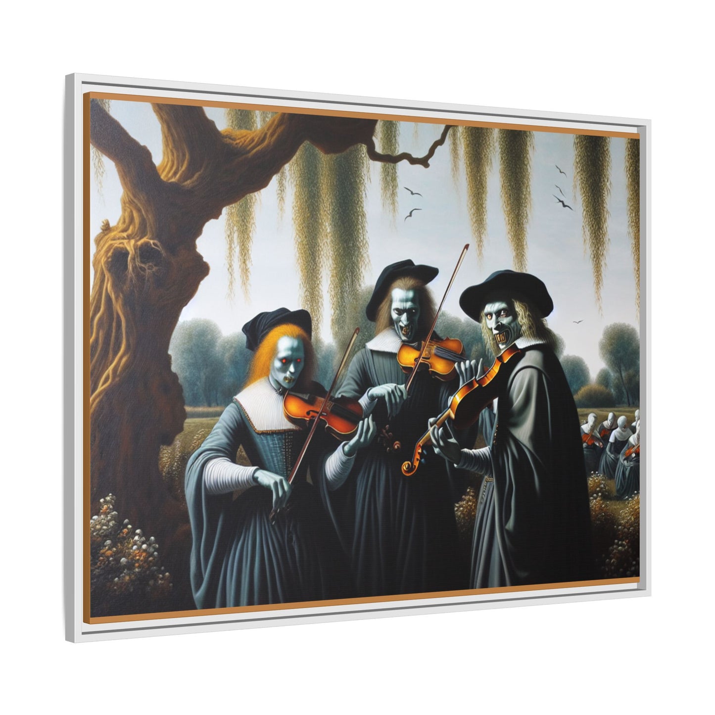 Vermeer's Vampire Violinists Canvas, Framed (Multi-color)