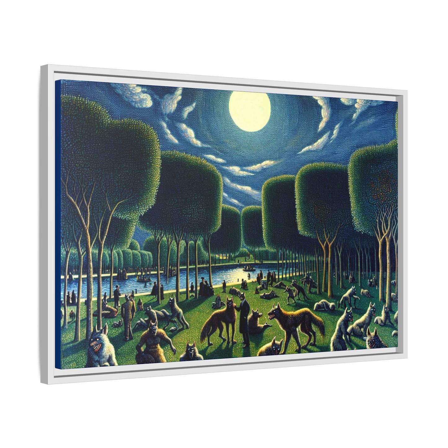 Werewolves at the Waterfront Canvas, Framed (Multi-color)
