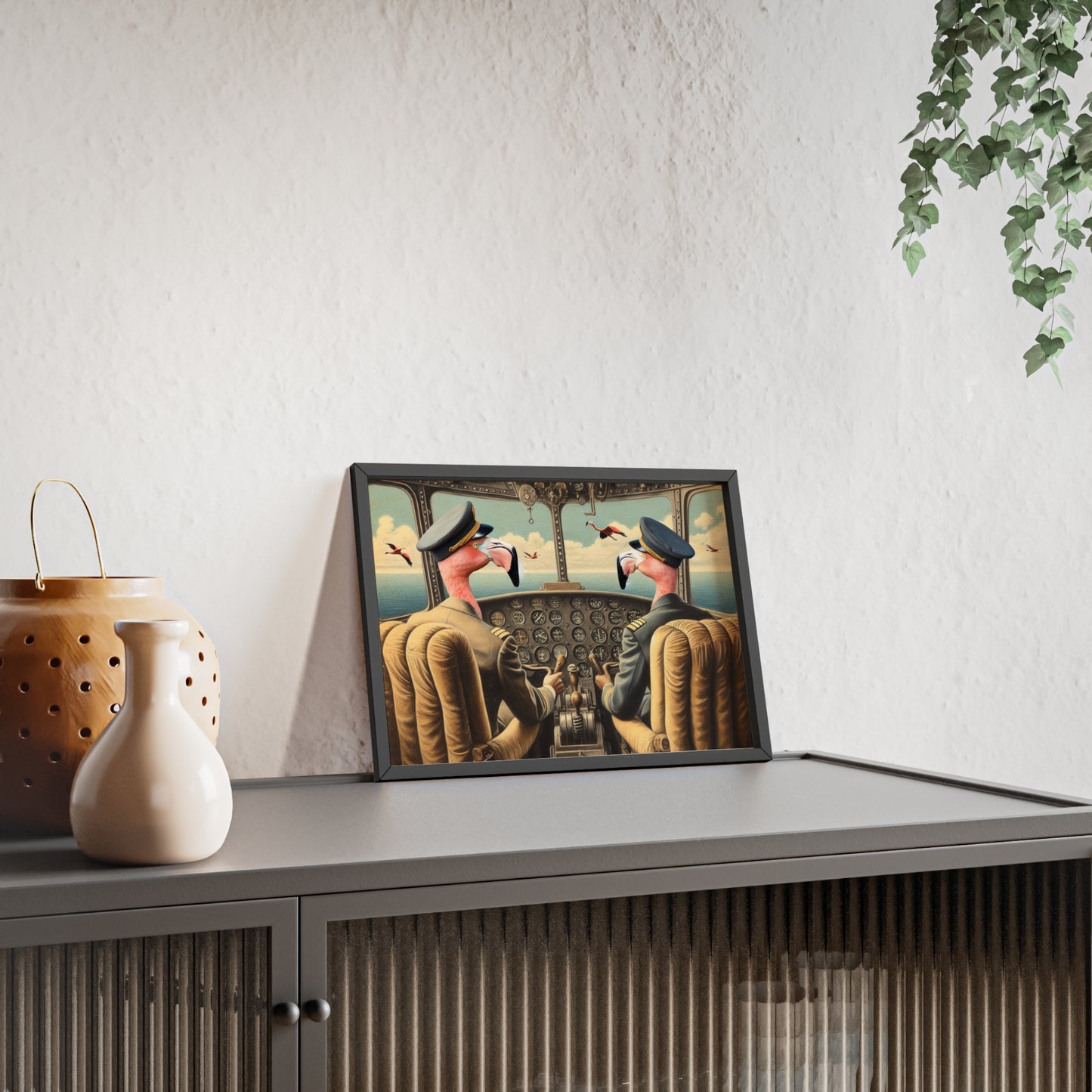 Framed Flamingo Flight Deck Poster