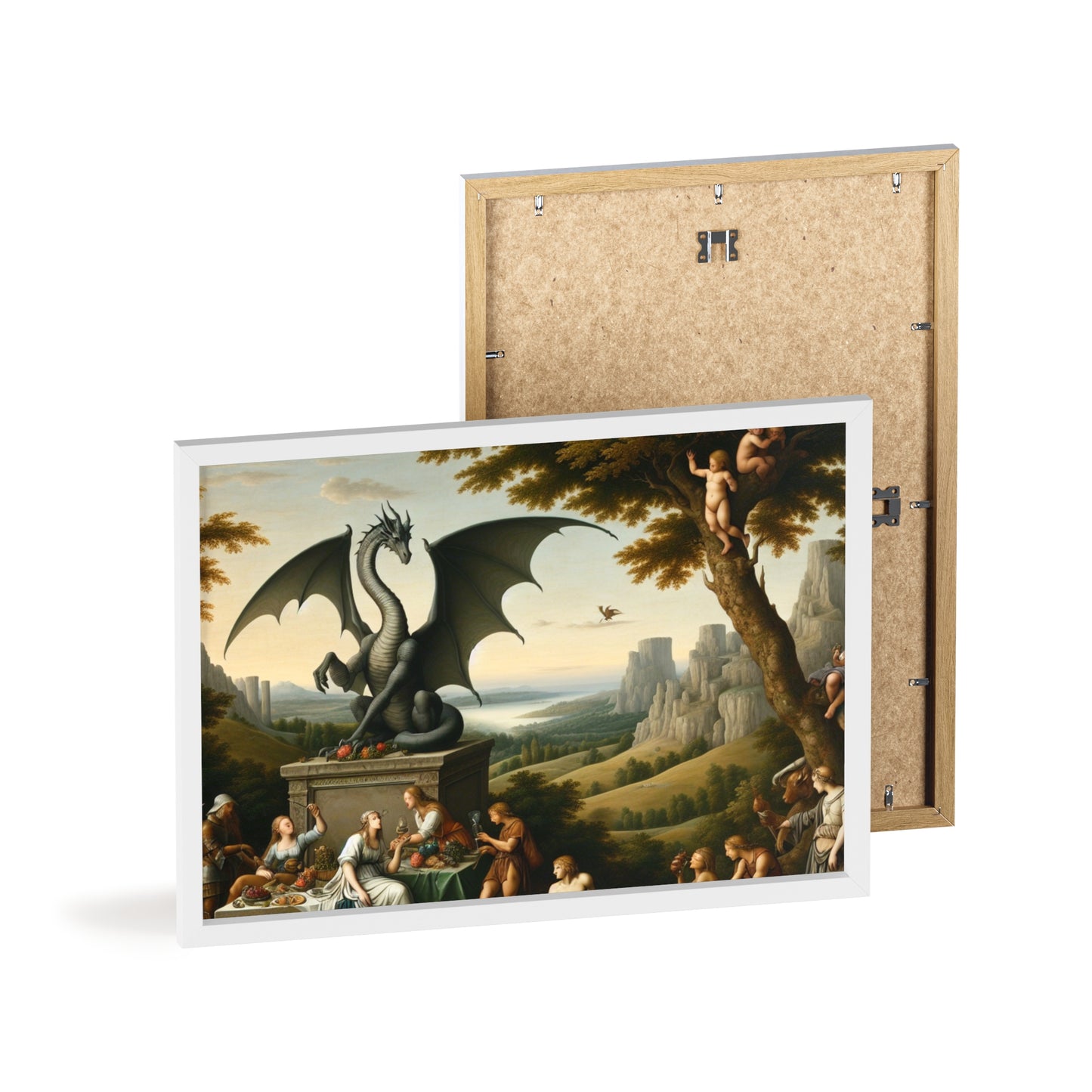 Framed Dragon Statue Poster