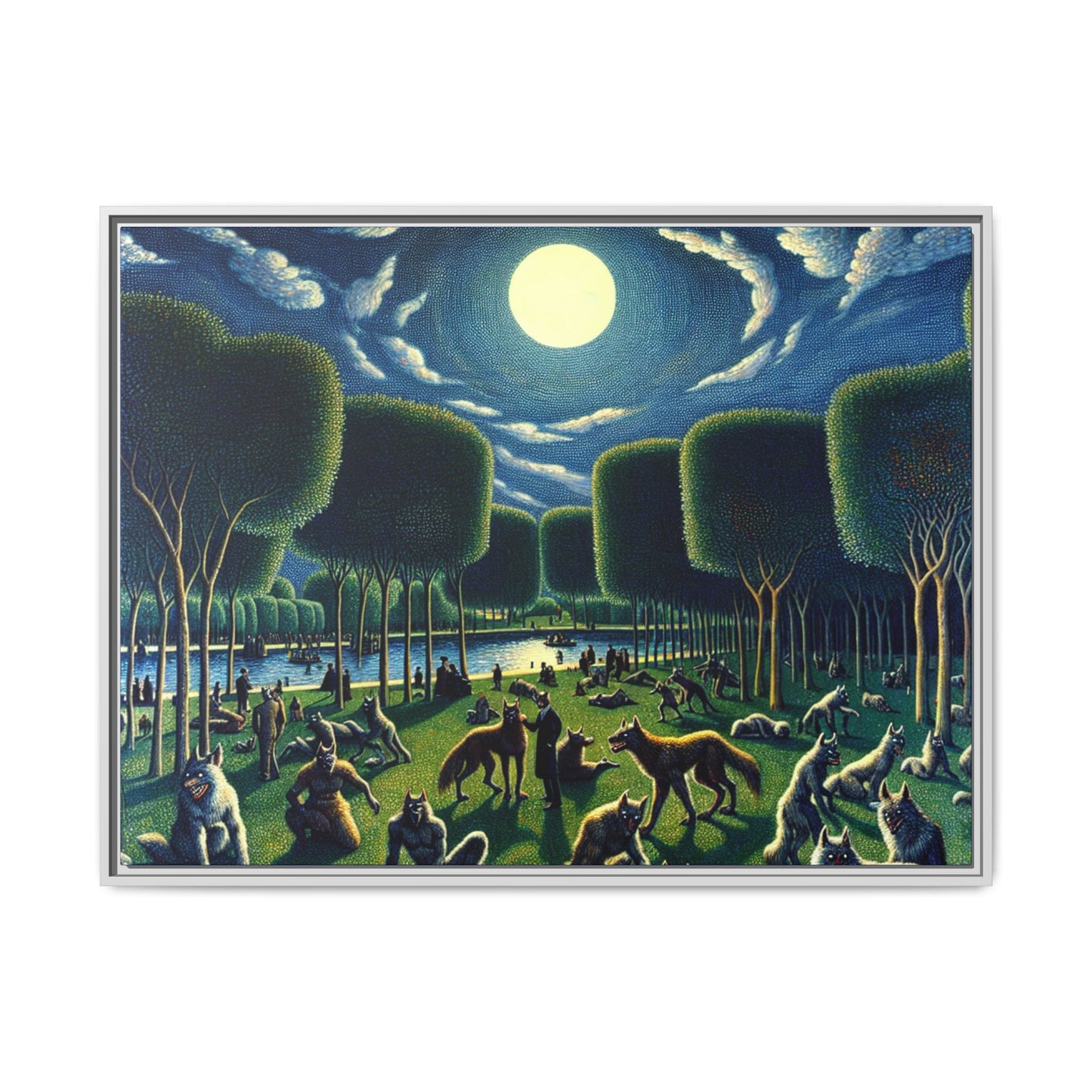 Werewolves at the Waterfront Canvas, Framed (Multi-color)