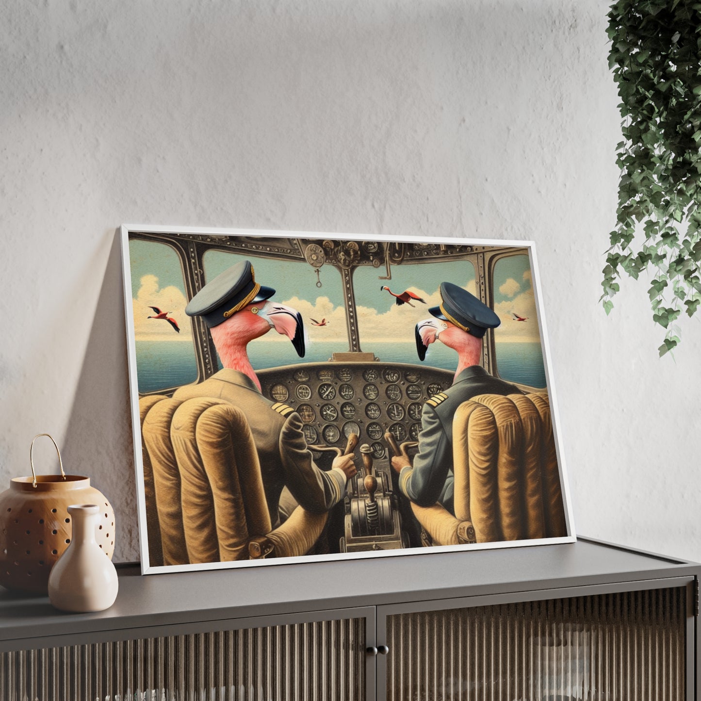 Framed Flamingo Flight Deck Poster