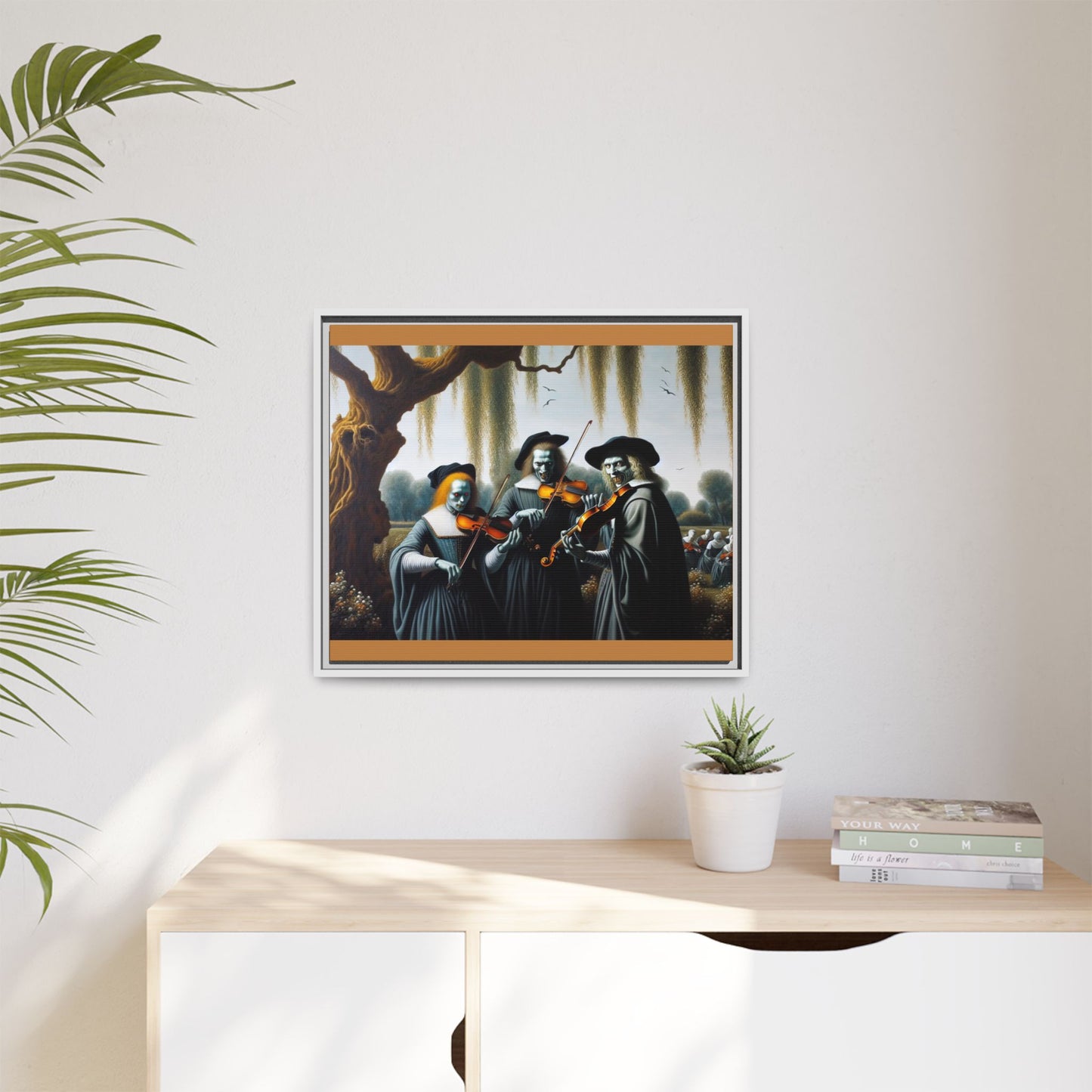 Vermeer's Vampire Violinists Canvas, Framed (Multi-color)