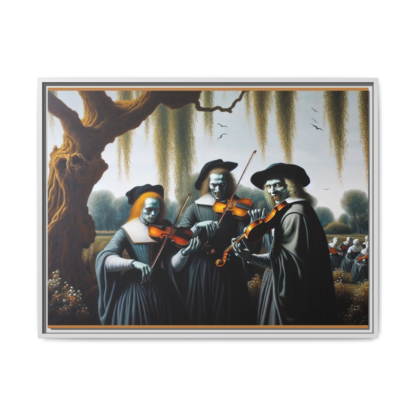 Vermeer's Vampire Violinists Canvas, Framed (Multi-color)
