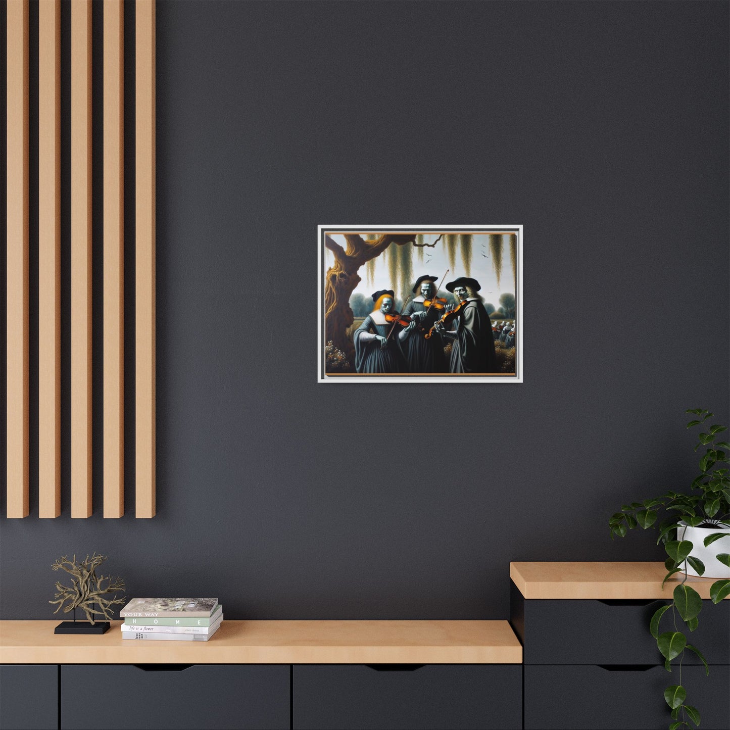 Vermeer's Vampire Violinists Canvas, Framed (Multi-color)