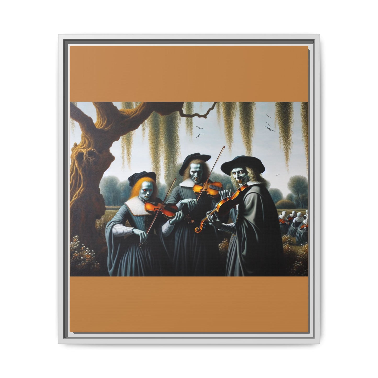 Vermeer's Vampire Violinists Canvas, Framed (Multi-color)