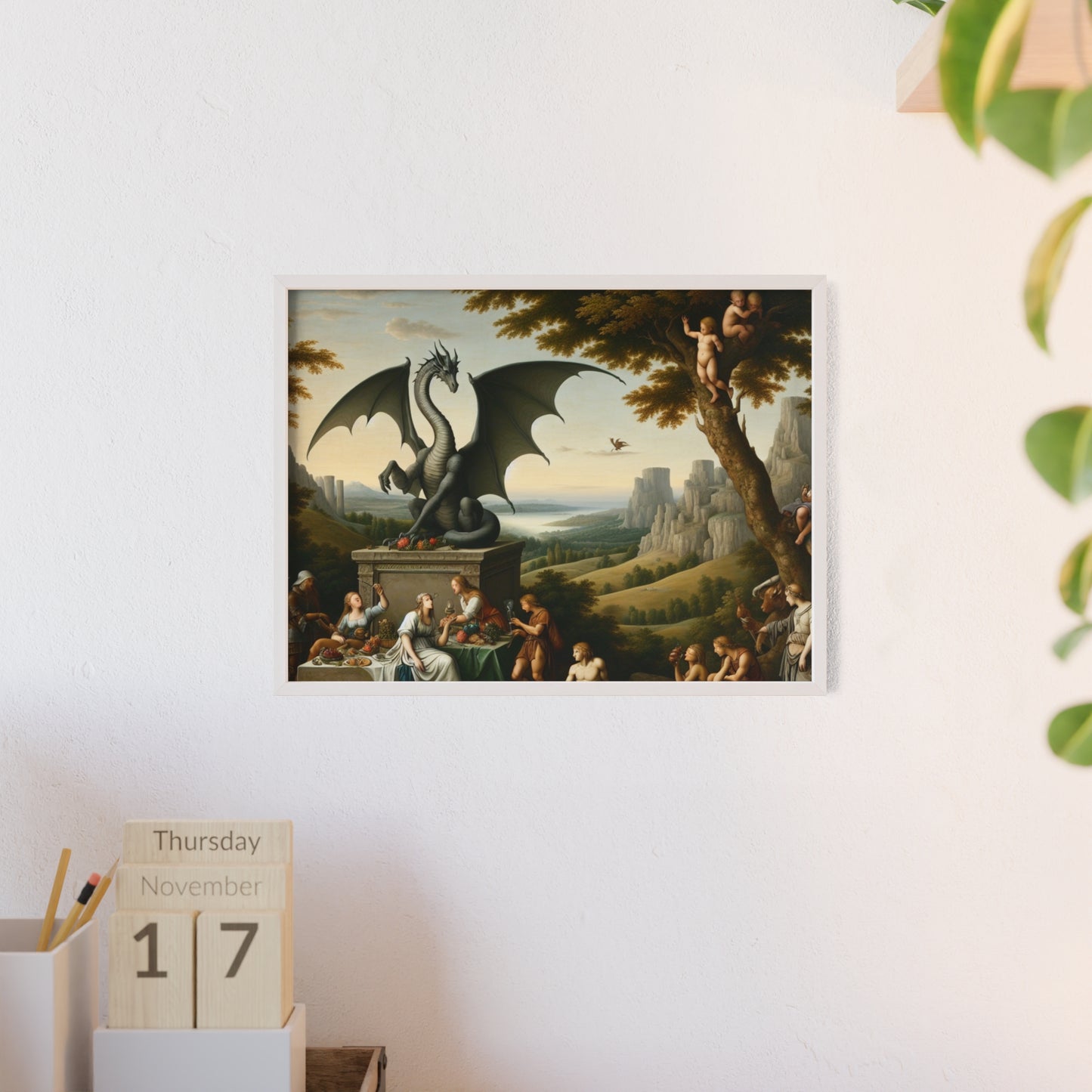 Framed Dragon Statue Poster