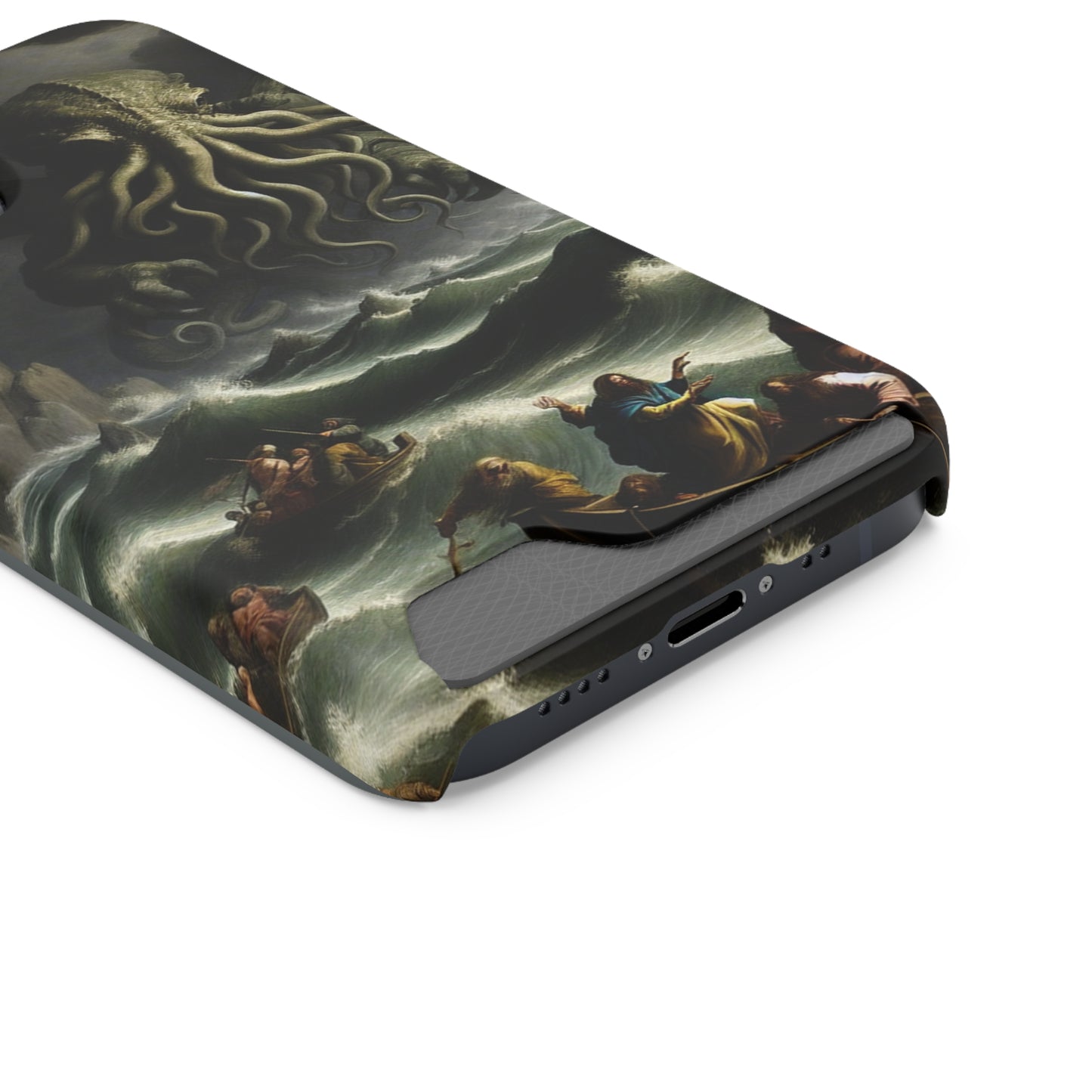 Cthulhu in the Storm Phone Case with Card Holder - IPHONE