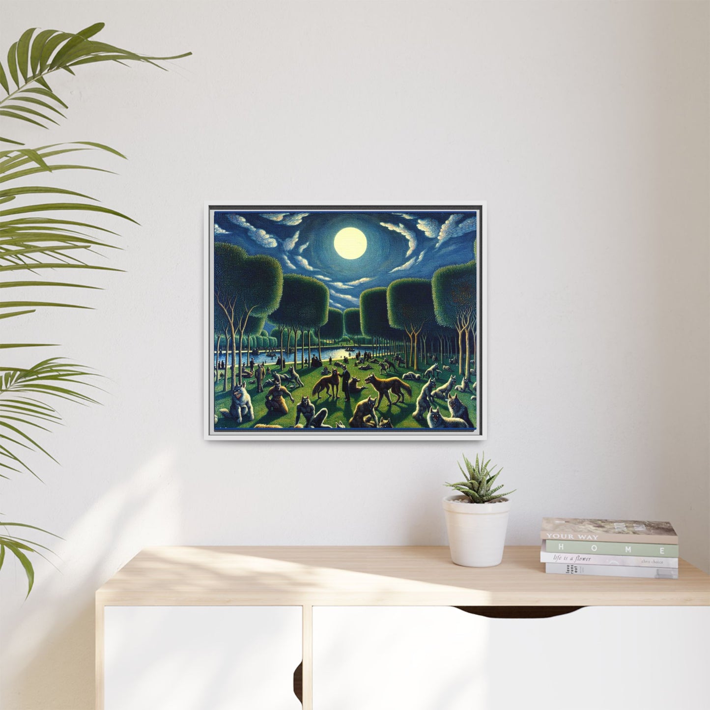 Werewolves at the Waterfront Canvas, Framed (Multi-color)