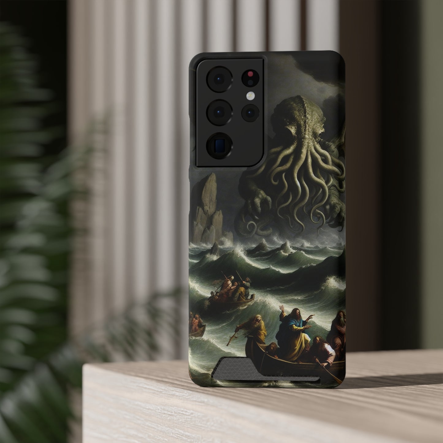 Cthulhu in the Storm Phone Case with Card Holder - GALAXY