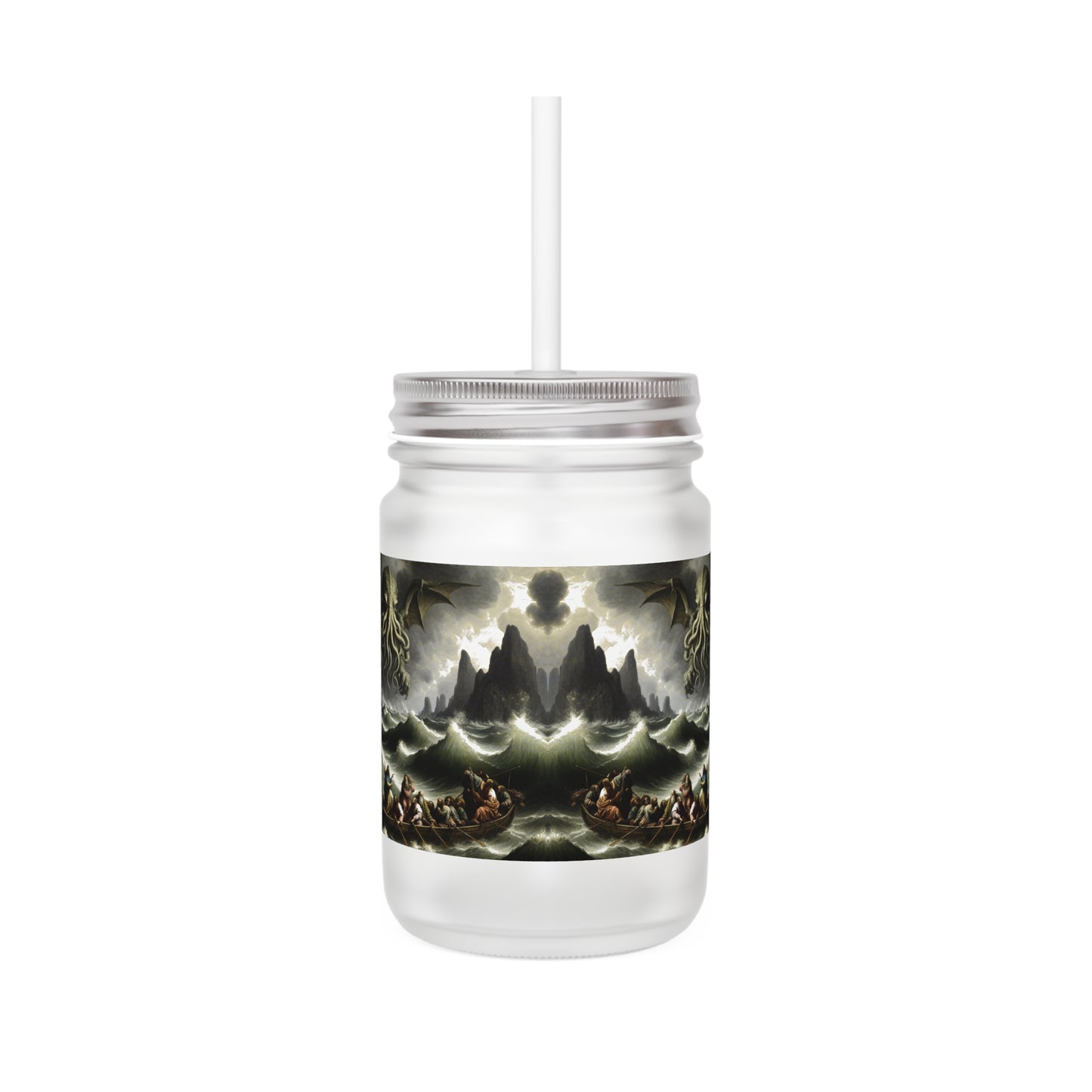 Cthulhu in the Storm Mason Jar Tumbler