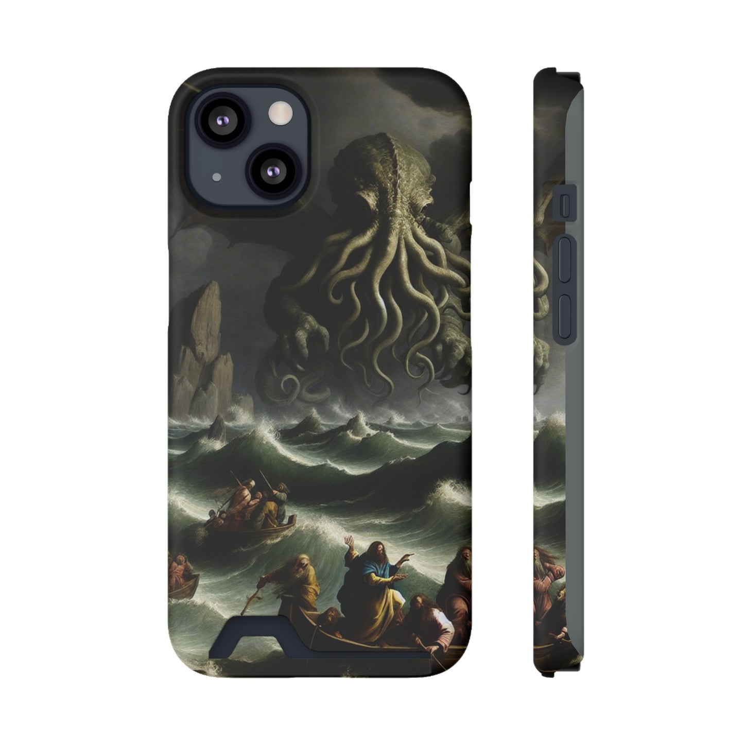Cthulhu in the Storm Phone Case with Card Holder - IPHONE