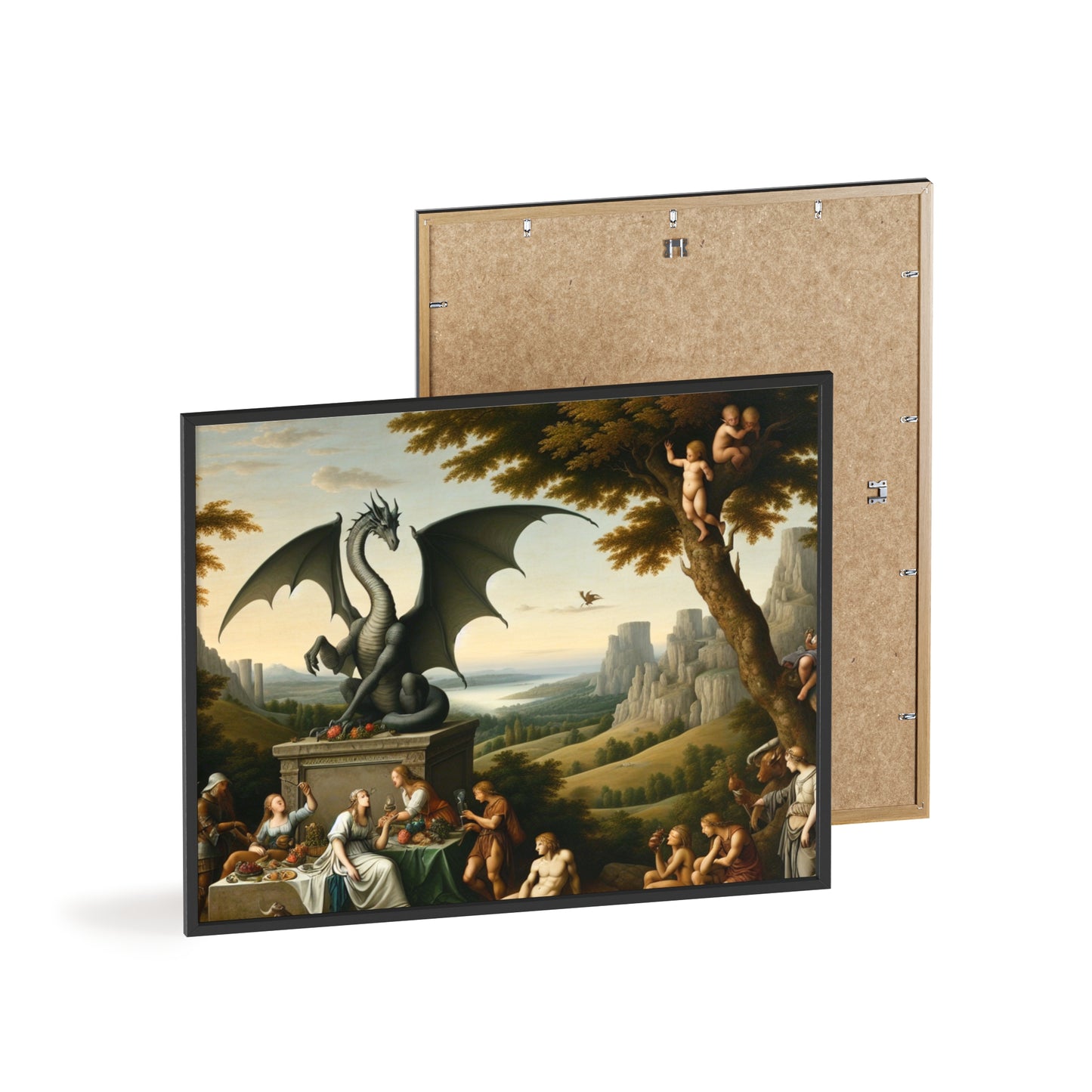 Framed Dragon Statue Poster