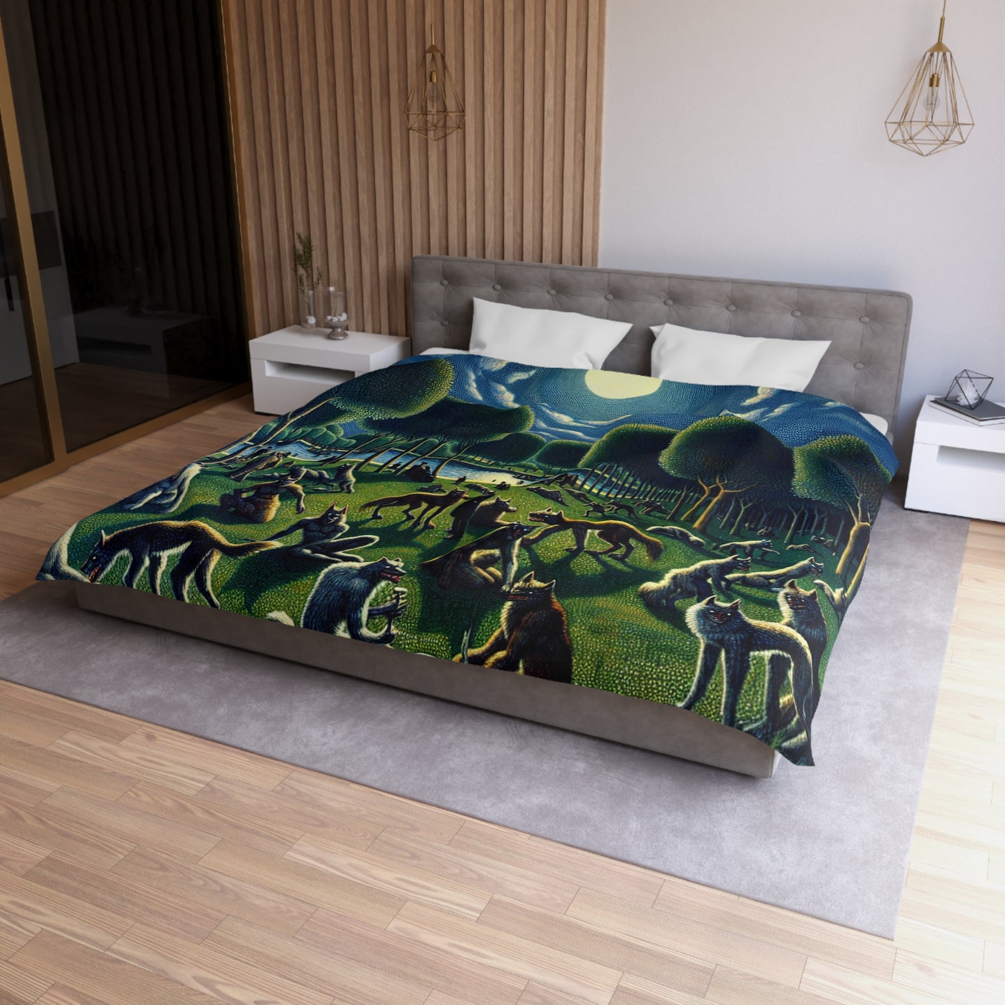 Werewolves at the Waterfront Microfiber Duvet Cover