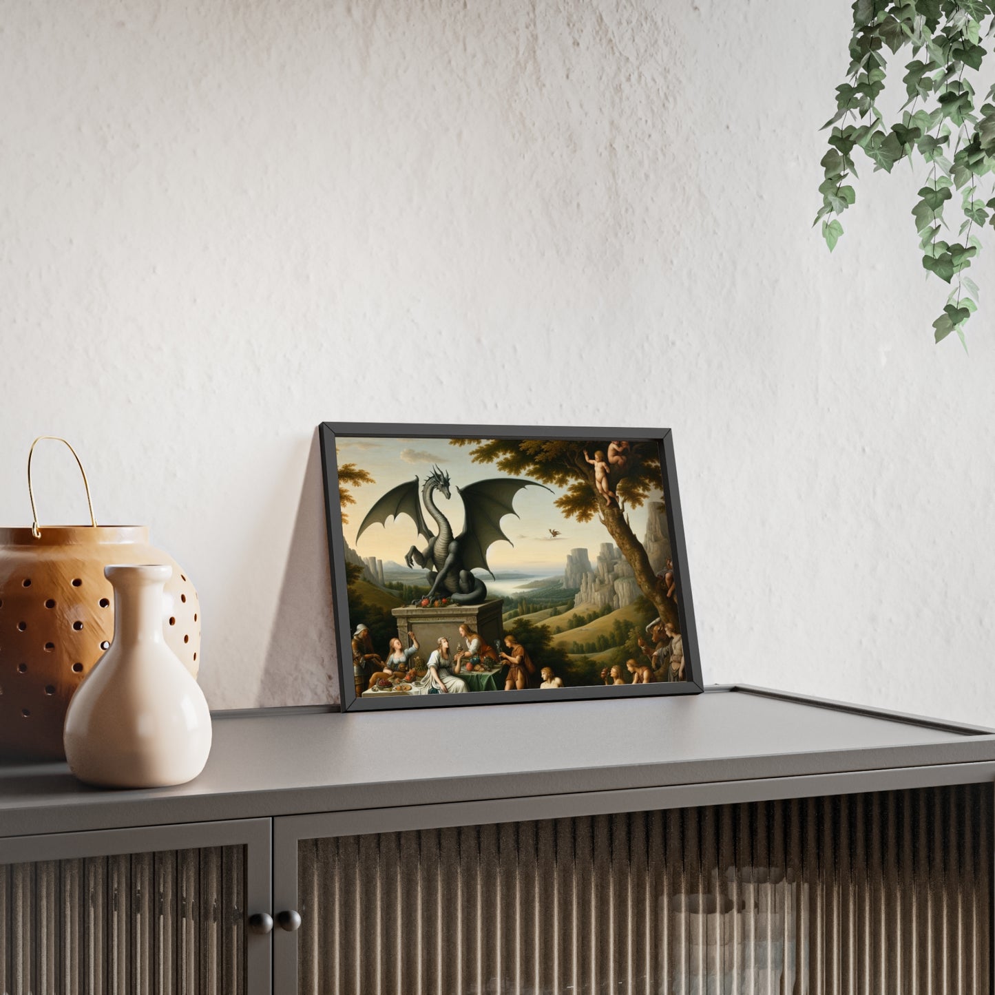 Framed Dragon Statue Poster