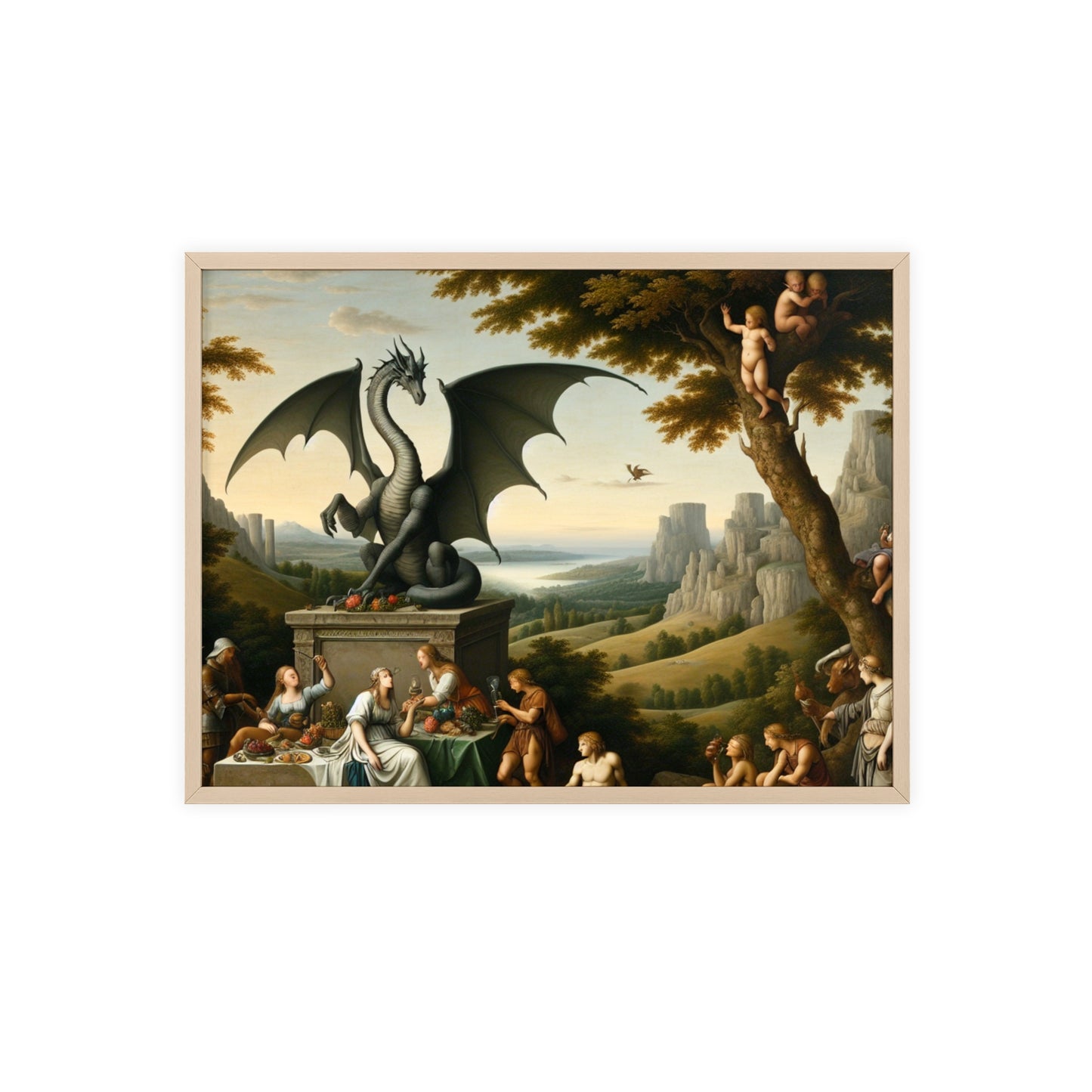 Framed Dragon Statue Poster