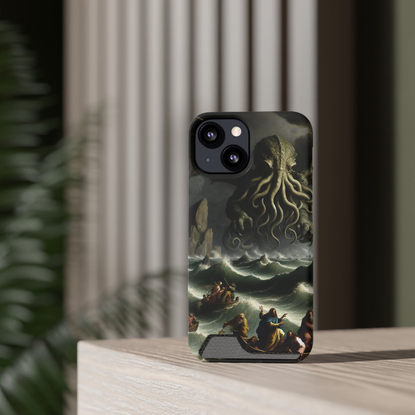 Cthulhu in the Storm Phone Case with Card Holder - IPHONE