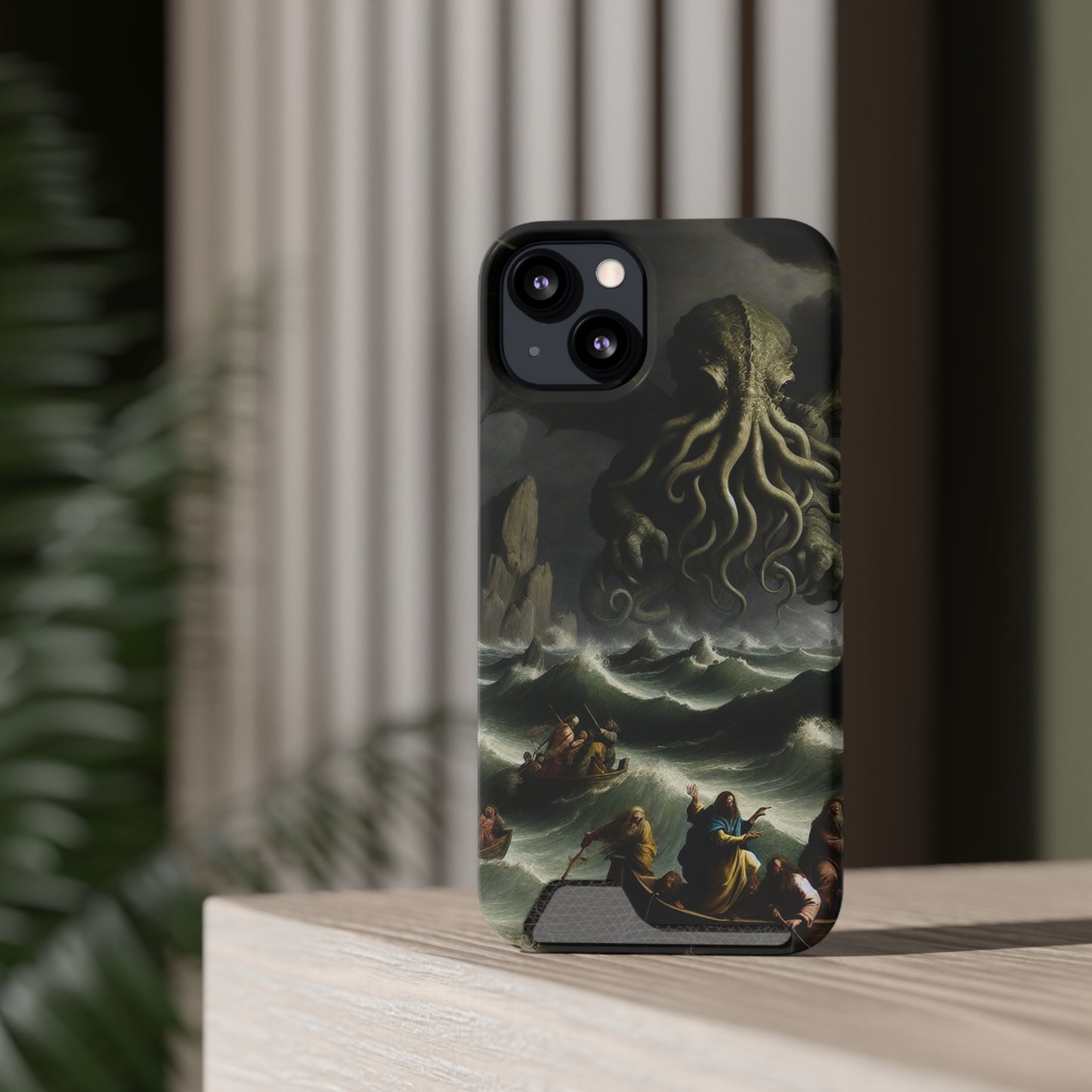 Cthulhu in the Storm Phone Case with Card Holder - IPHONE