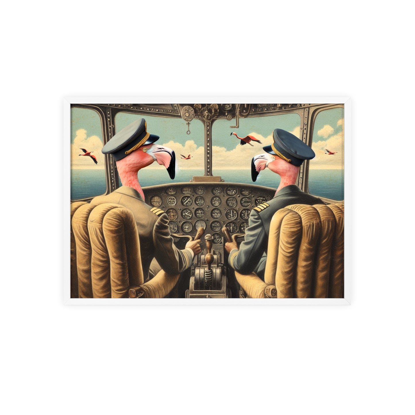 Framed Flamingo Flight Deck Poster