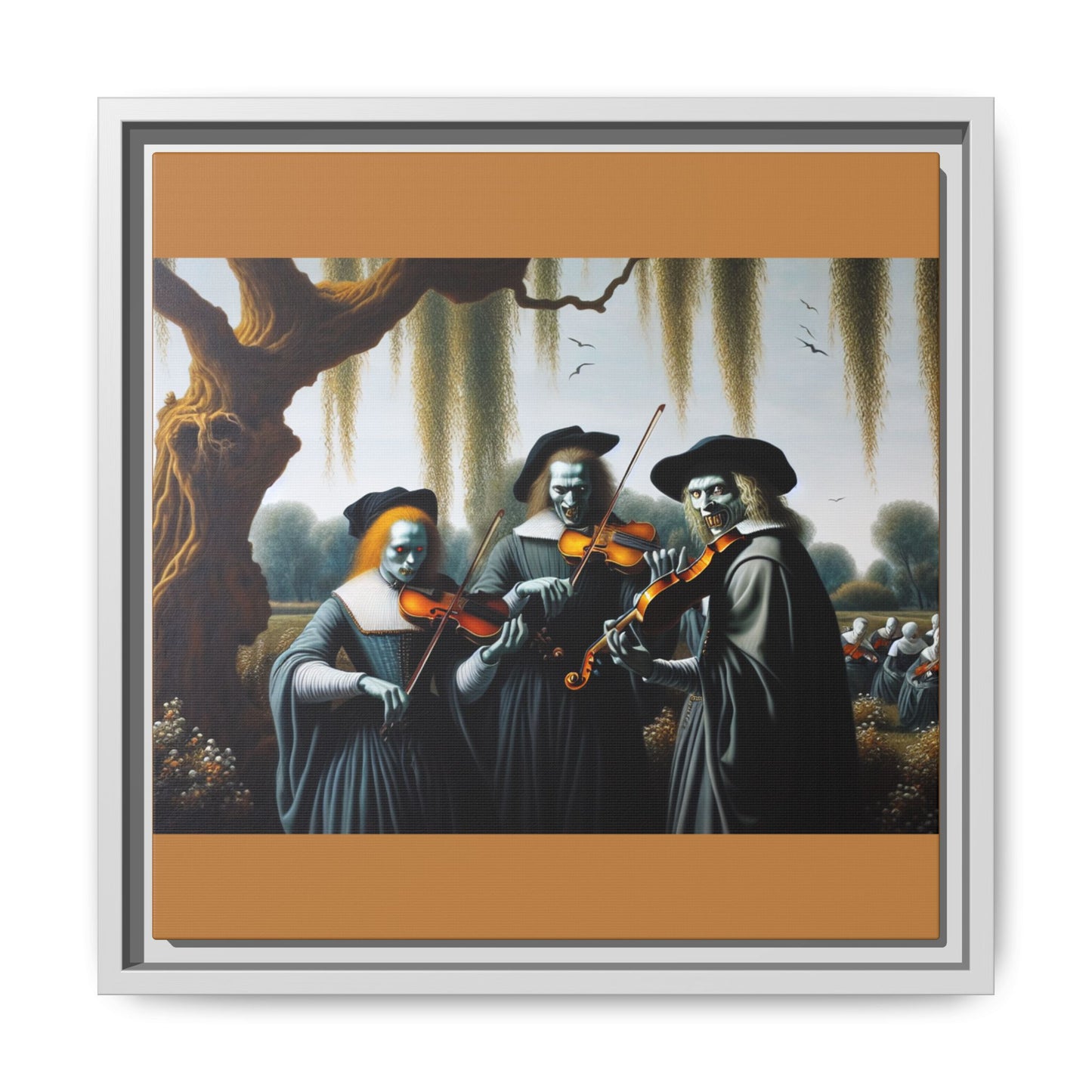 Vermeer's Vampire Violinists Canvas, Framed (Multi-color)
