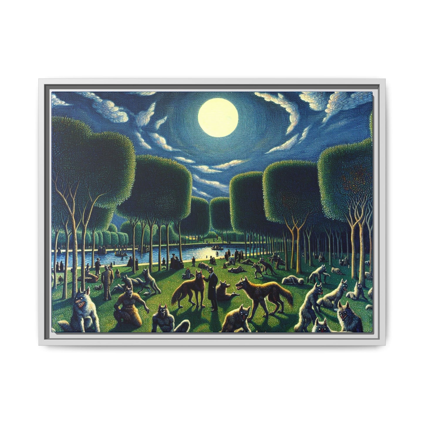 Werewolves at the Waterfront Canvas, Framed (Multi-color)