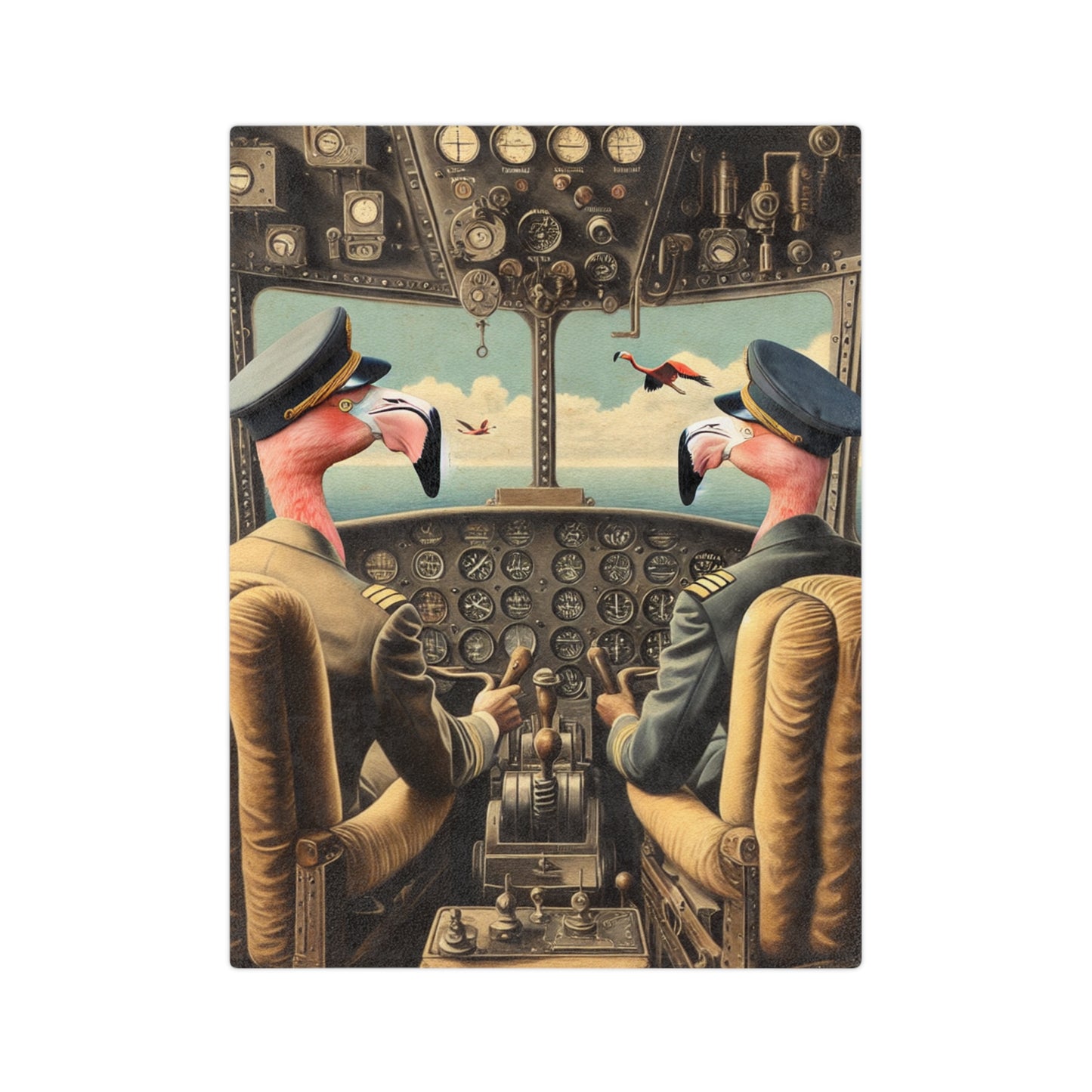 Flamingo Flight Deck Velveteen Microfiber Blanket