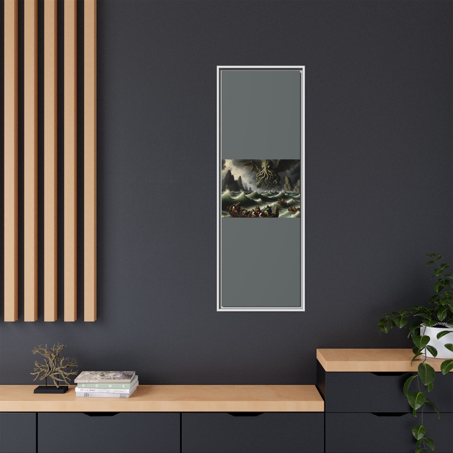 Cthulhu in the Storm Canvas, Framed (Multi-color)