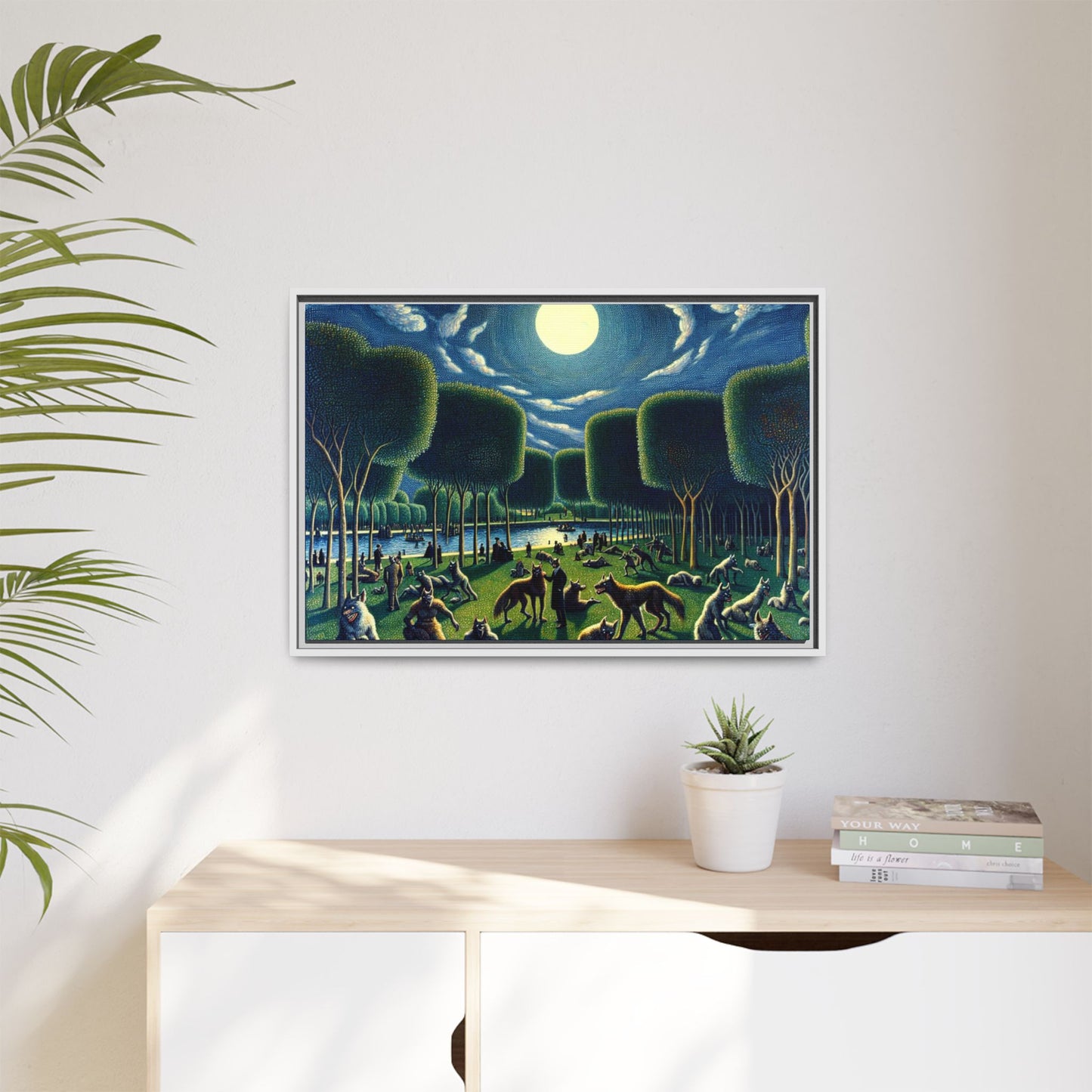 Werewolves at the Waterfront Canvas, Framed (Multi-color)