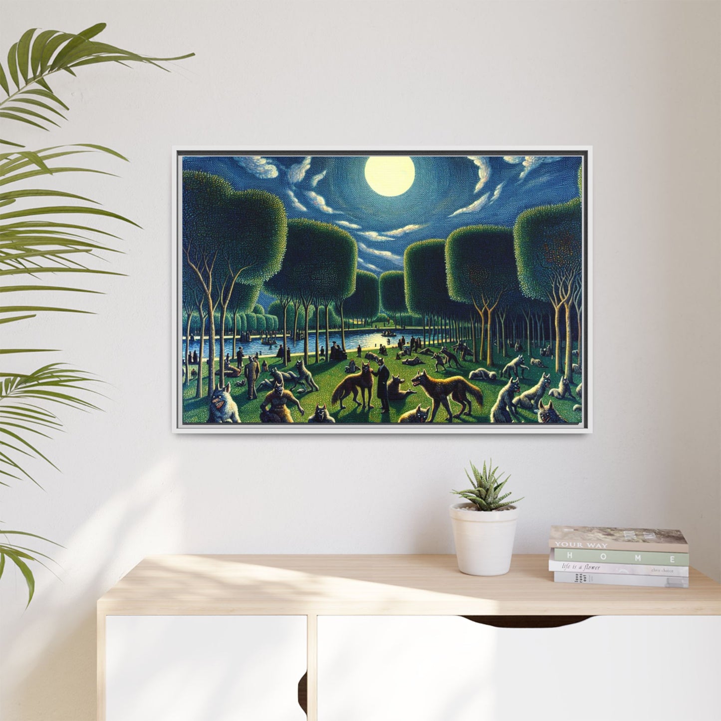 Werewolves at the Waterfront Canvas, Framed (Multi-color)