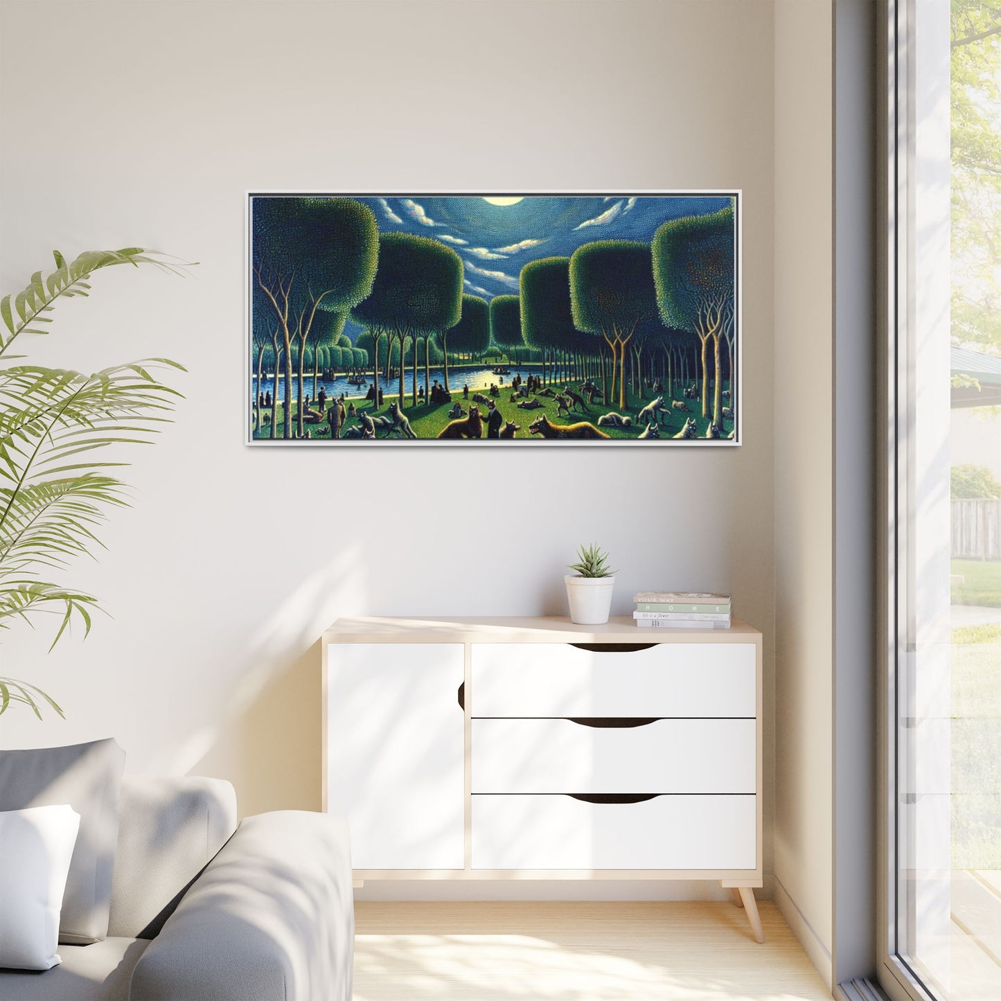 Werewolves at the Waterfront Canvas, Framed (Multi-color)