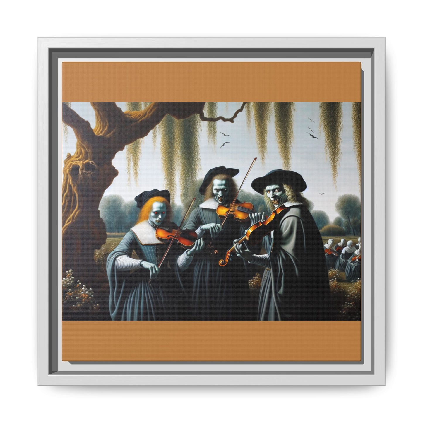 Vermeer's Vampire Violinists Canvas, Framed (Multi-color)