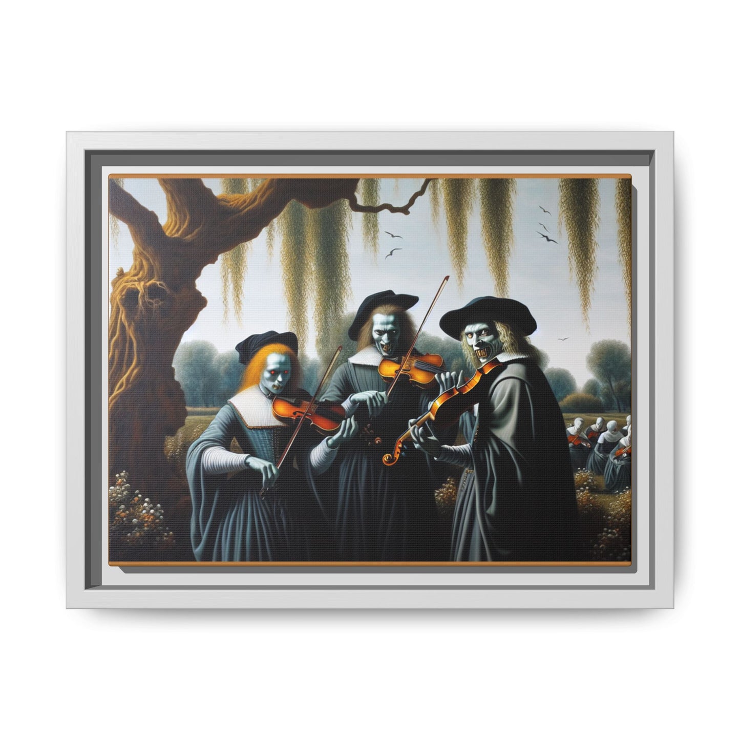 Vermeer's Vampire Violinists Canvas, Framed (Multi-color)