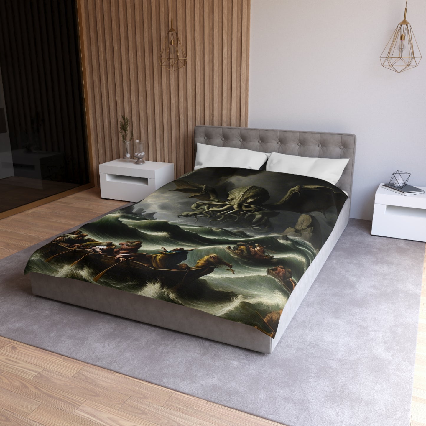 Cthulhu in the Storm Microfiber Duvet Cover