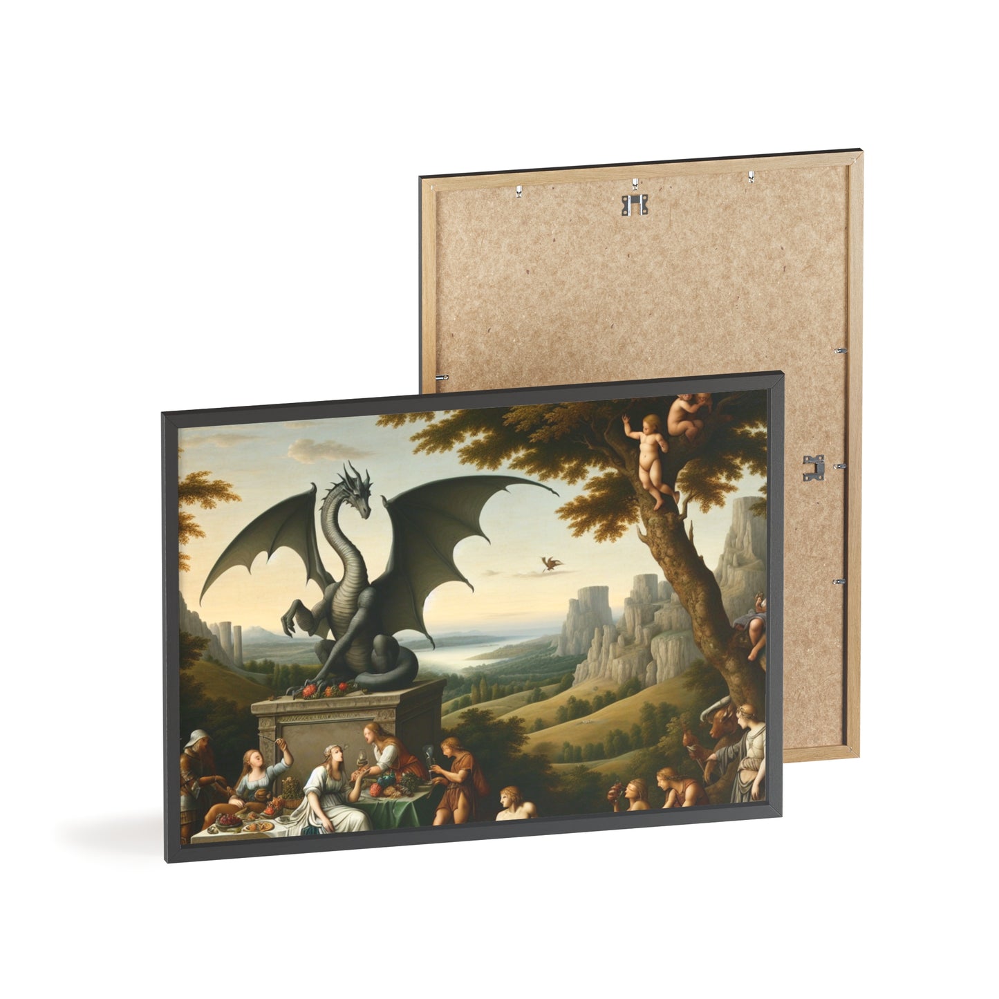 Framed Dragon Statue Poster