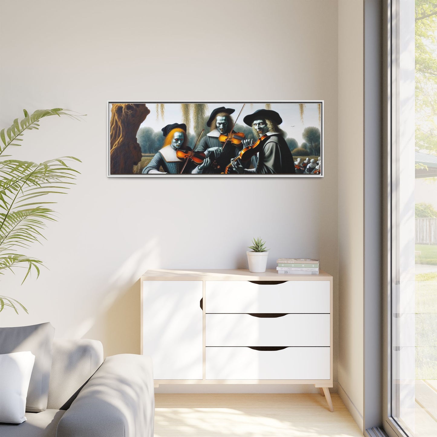 Vermeer's Vampire Violinists Canvas, Framed (Multi-color)